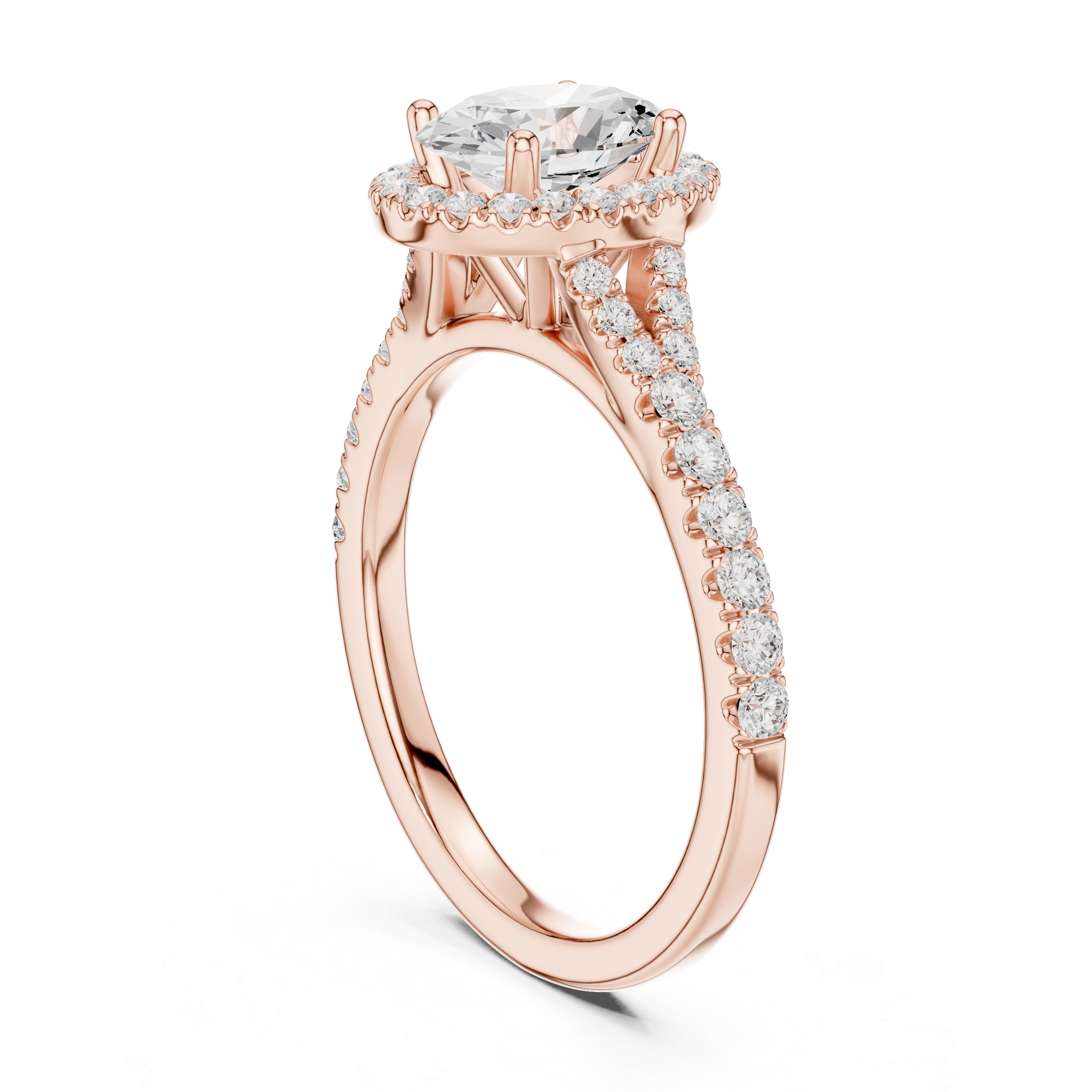 Elegant Halo Lab-Grown Diamond Ring – 18K Rose Gold | Kiashaa Jewellery