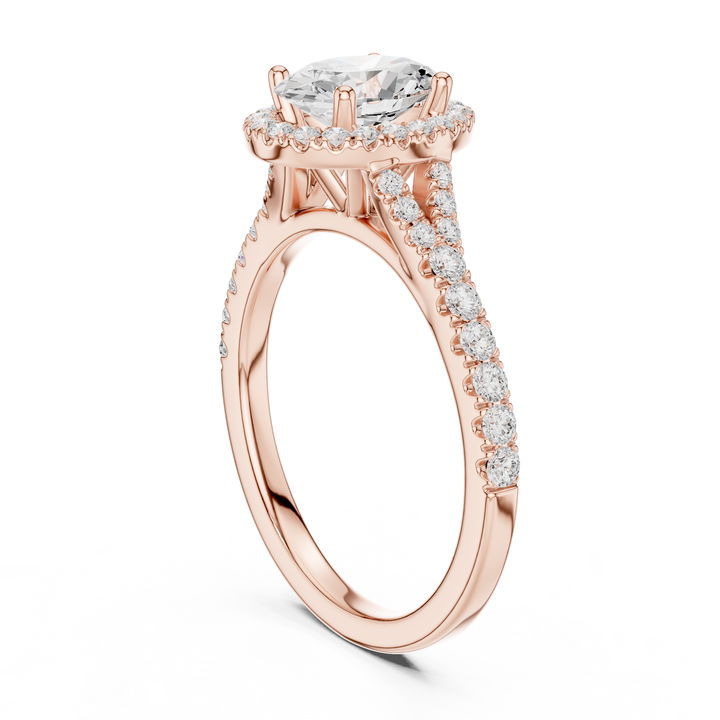 Elegant Halo Lab-Grown Diamond Ring – 18K Rose Gold | Kiashaa Jewellery
