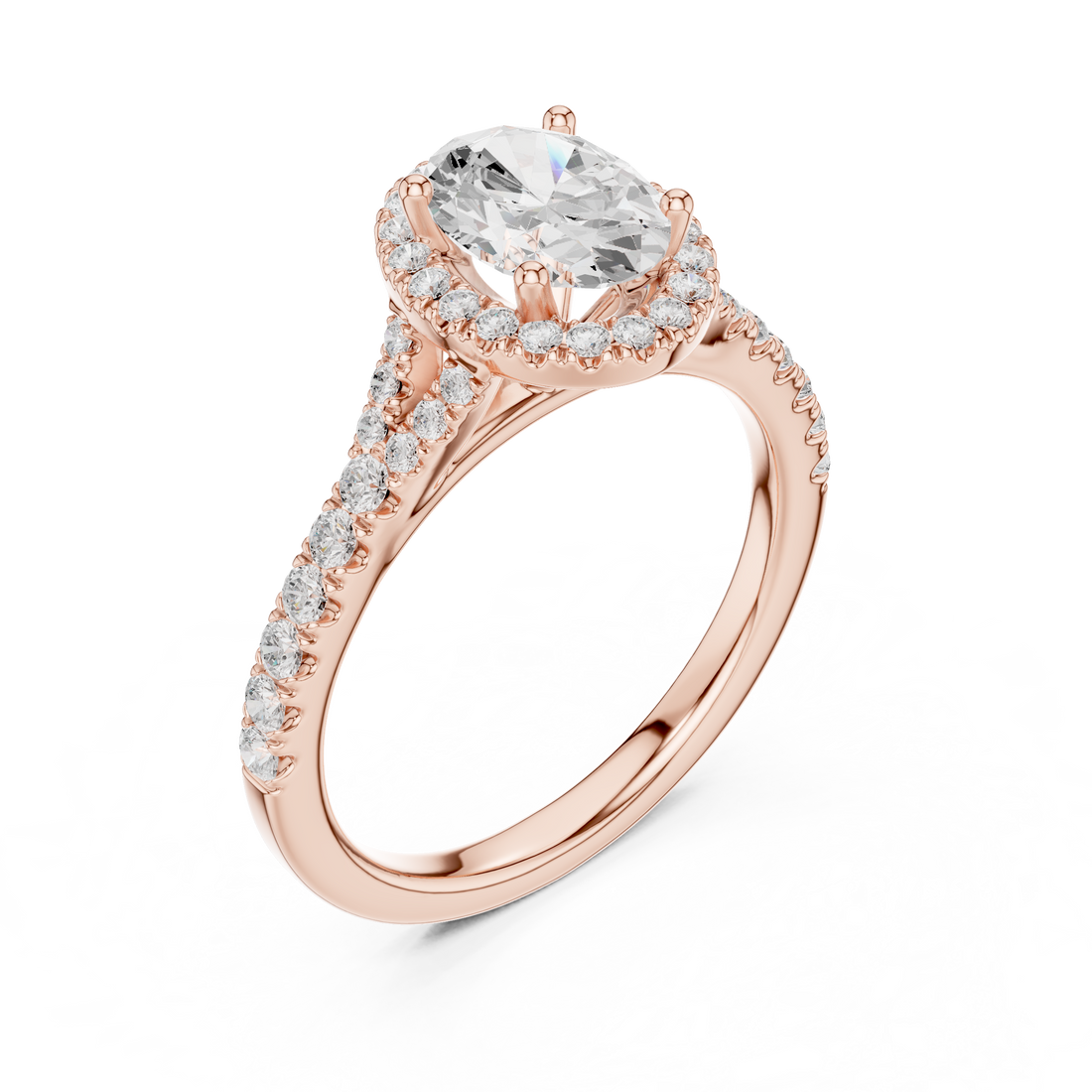 Elegant Halo Lab-Grown Diamond Ring – 18K Rose Gold | Kiashaa Jewellery