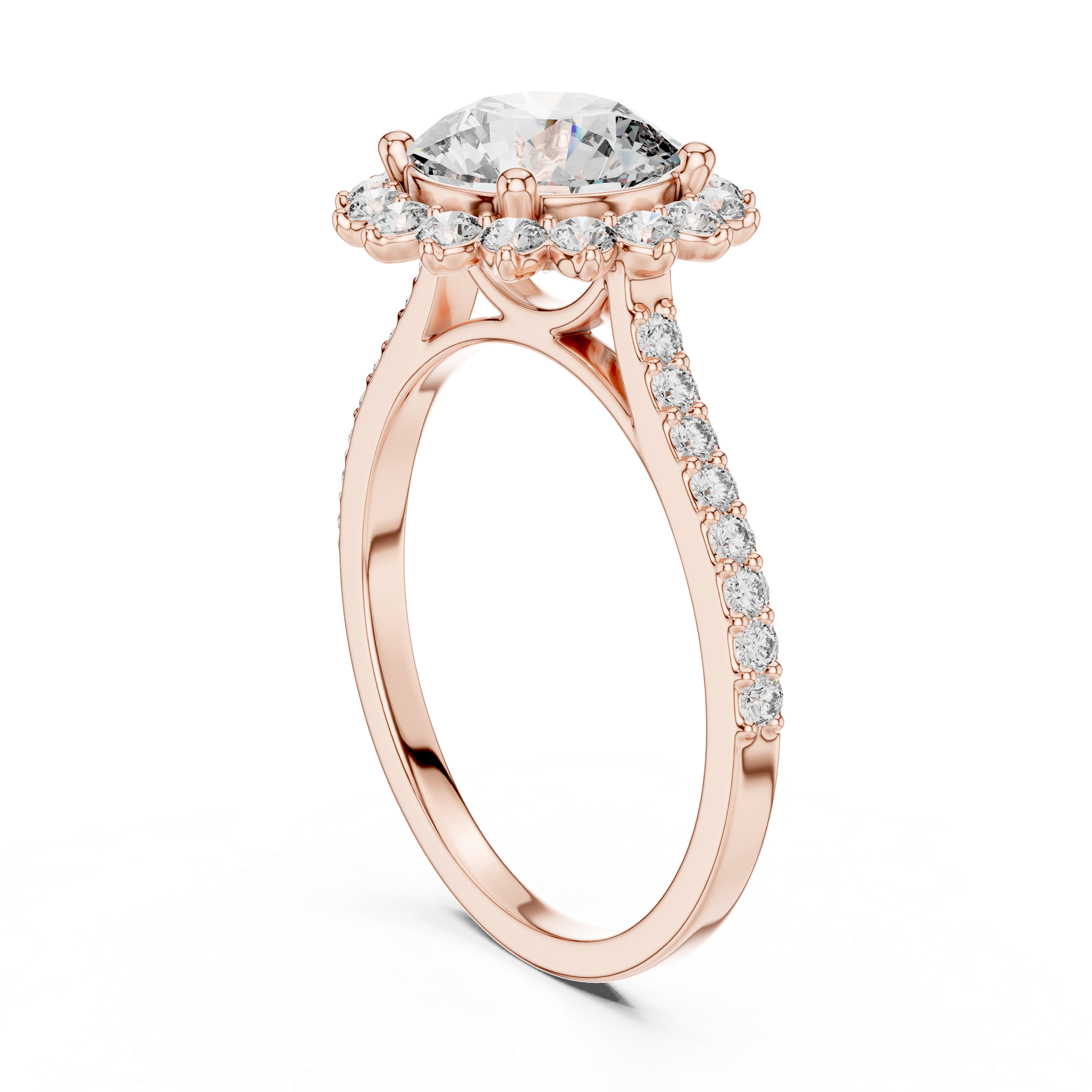 Rose Gold Halo Lab-Grown Diamond Engagement Ring