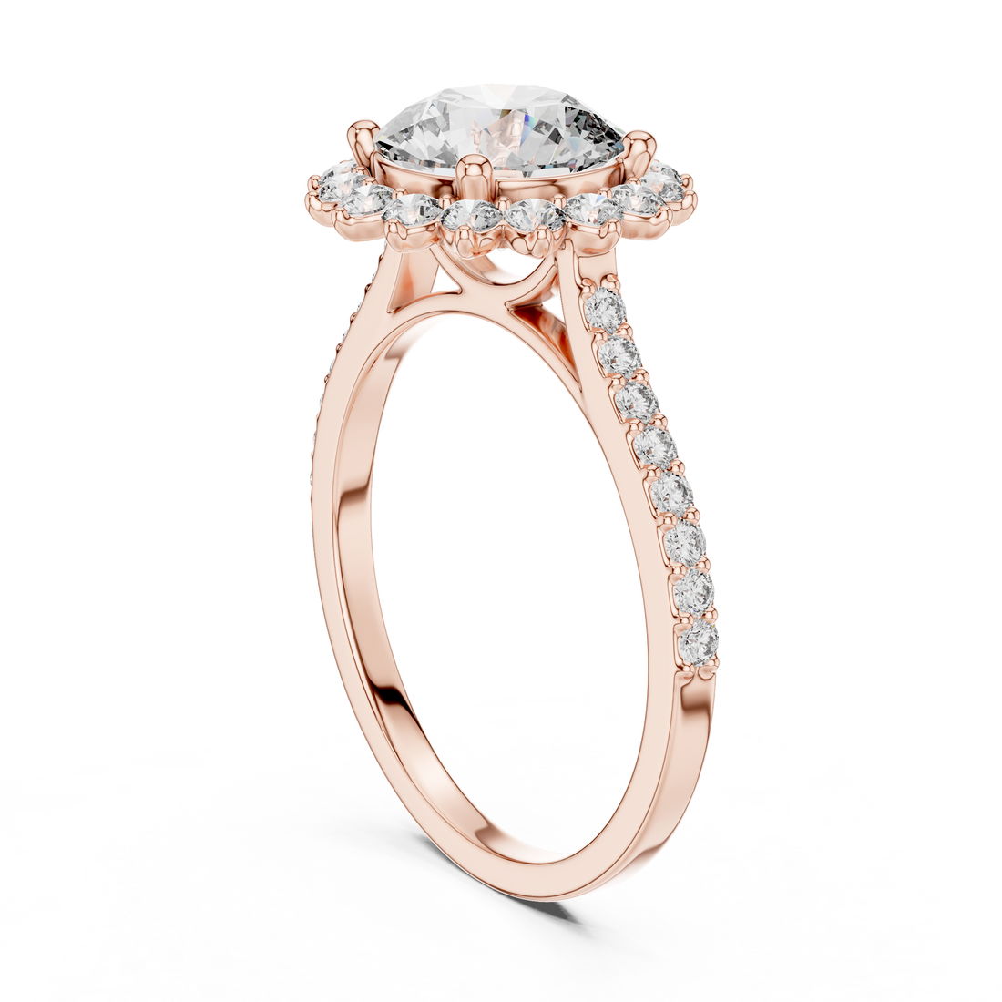 Rose Gold Halo Lab-Grown Diamond Engagement Ring