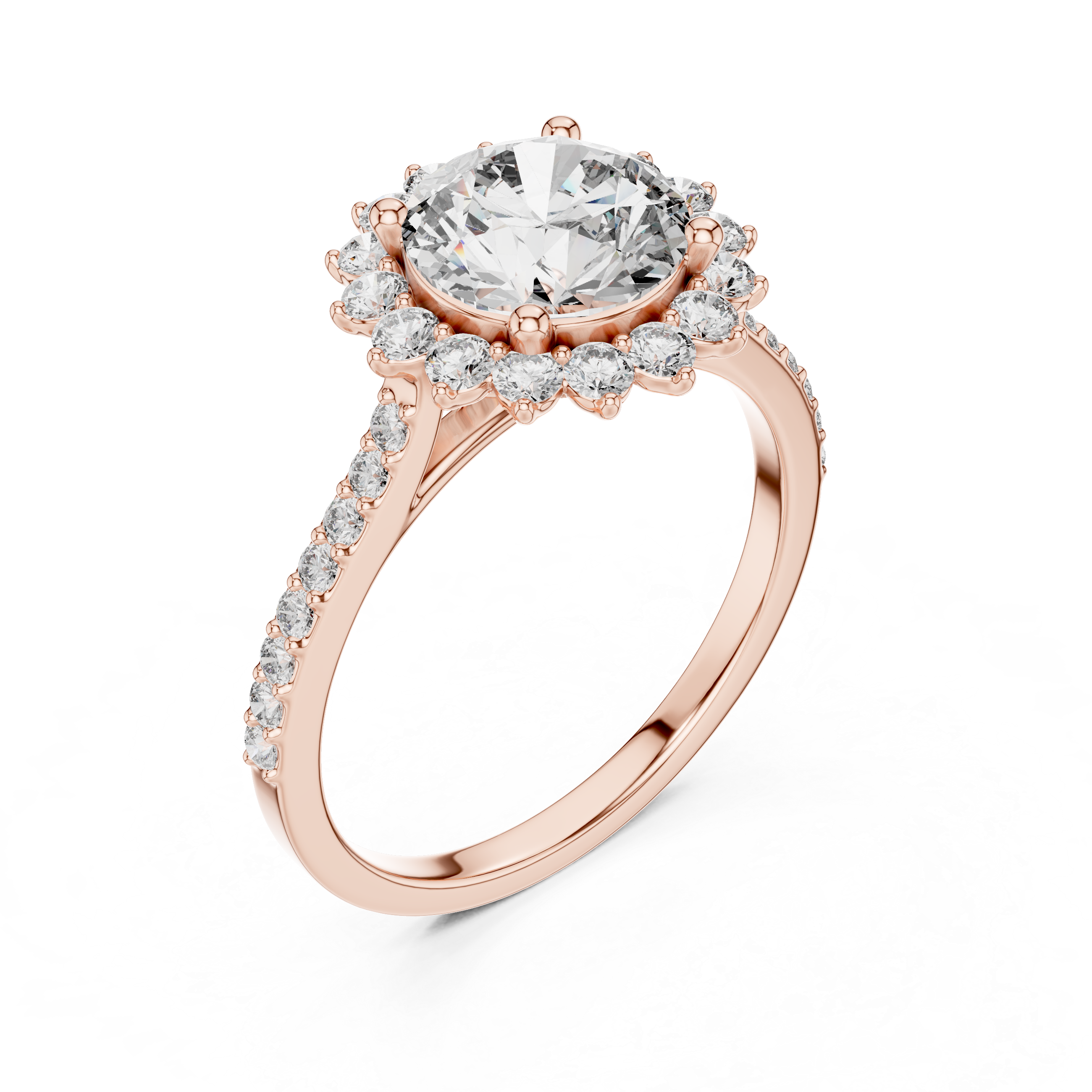 Rose Gold Halo Lab-Grown Diamond Engagement Ring