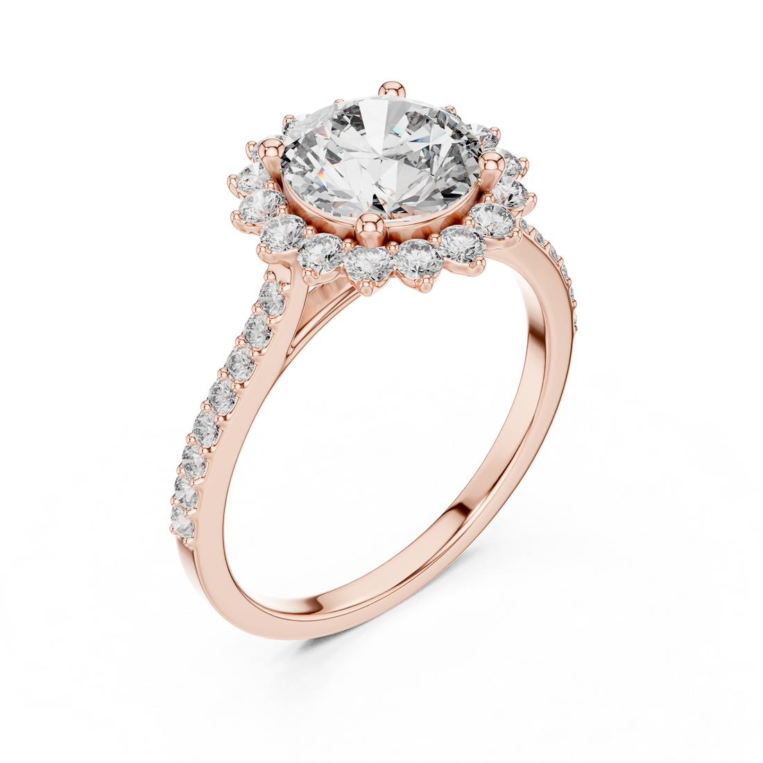 Rose Gold Halo Lab-Grown Diamond Engagement Ring