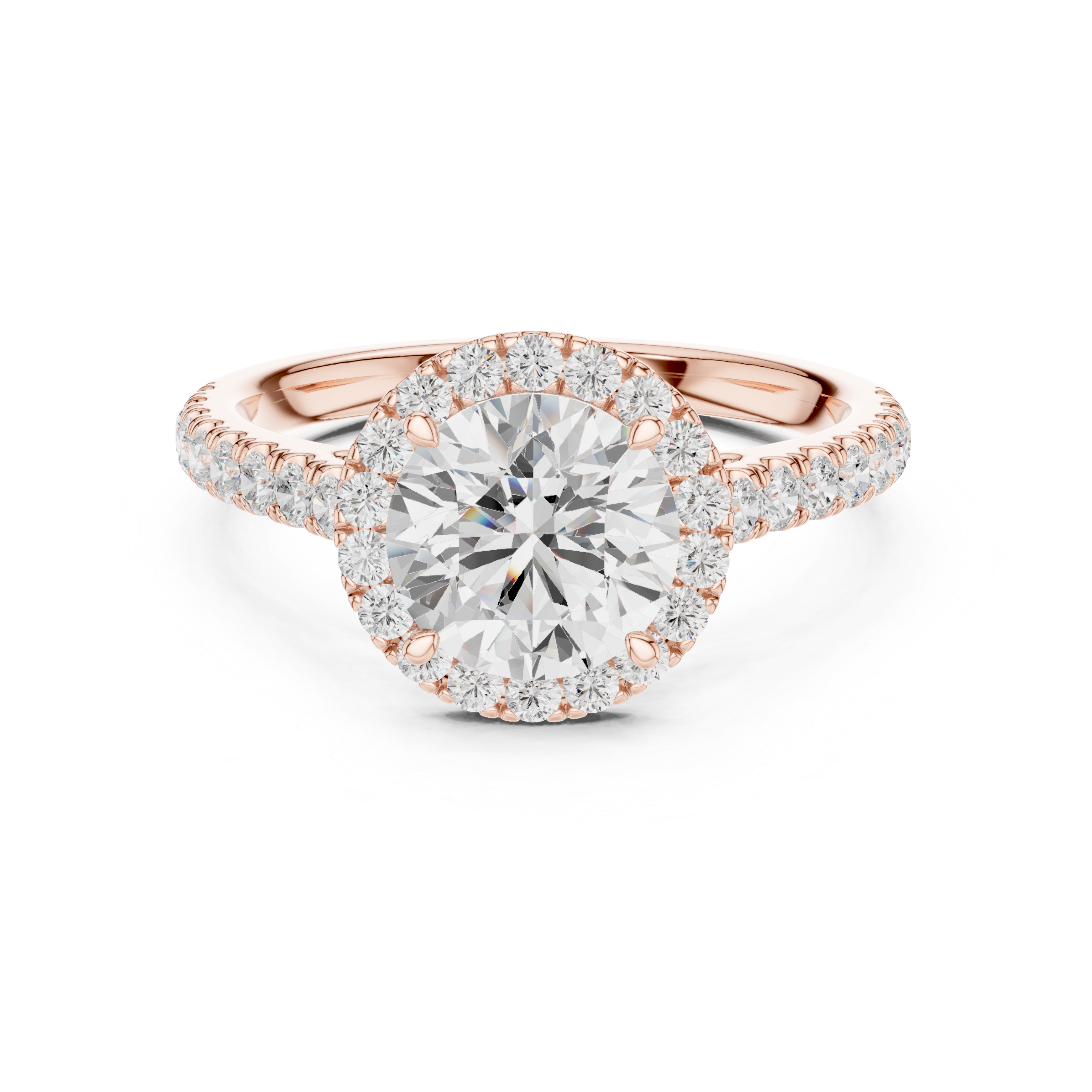 Elegant Round Halo Lab-Grown Diamond Engagement Ring | 14K & 18K Gold