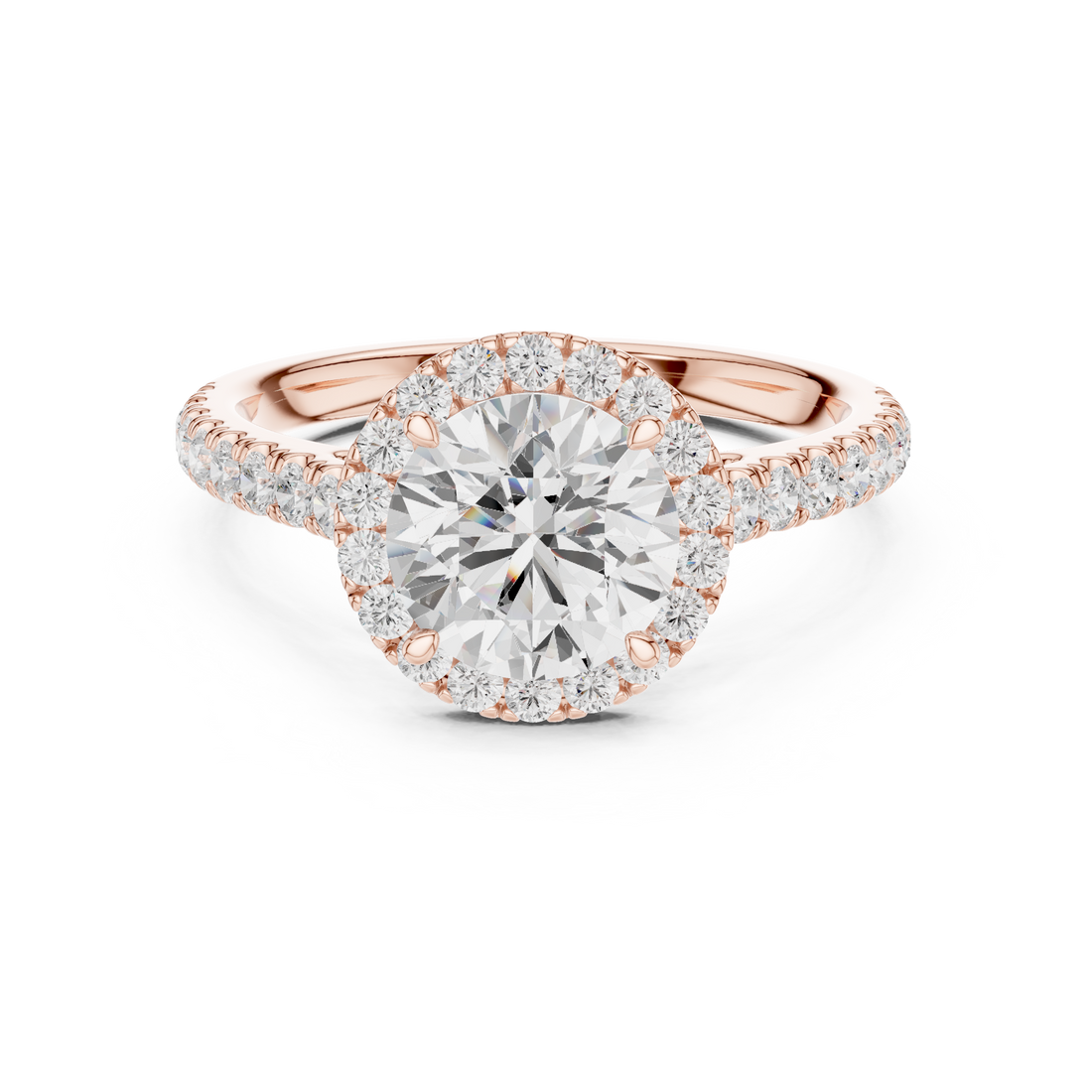 Elegant Round Halo Lab-Grown Diamond Engagement Ring | 14K & 18K Gold