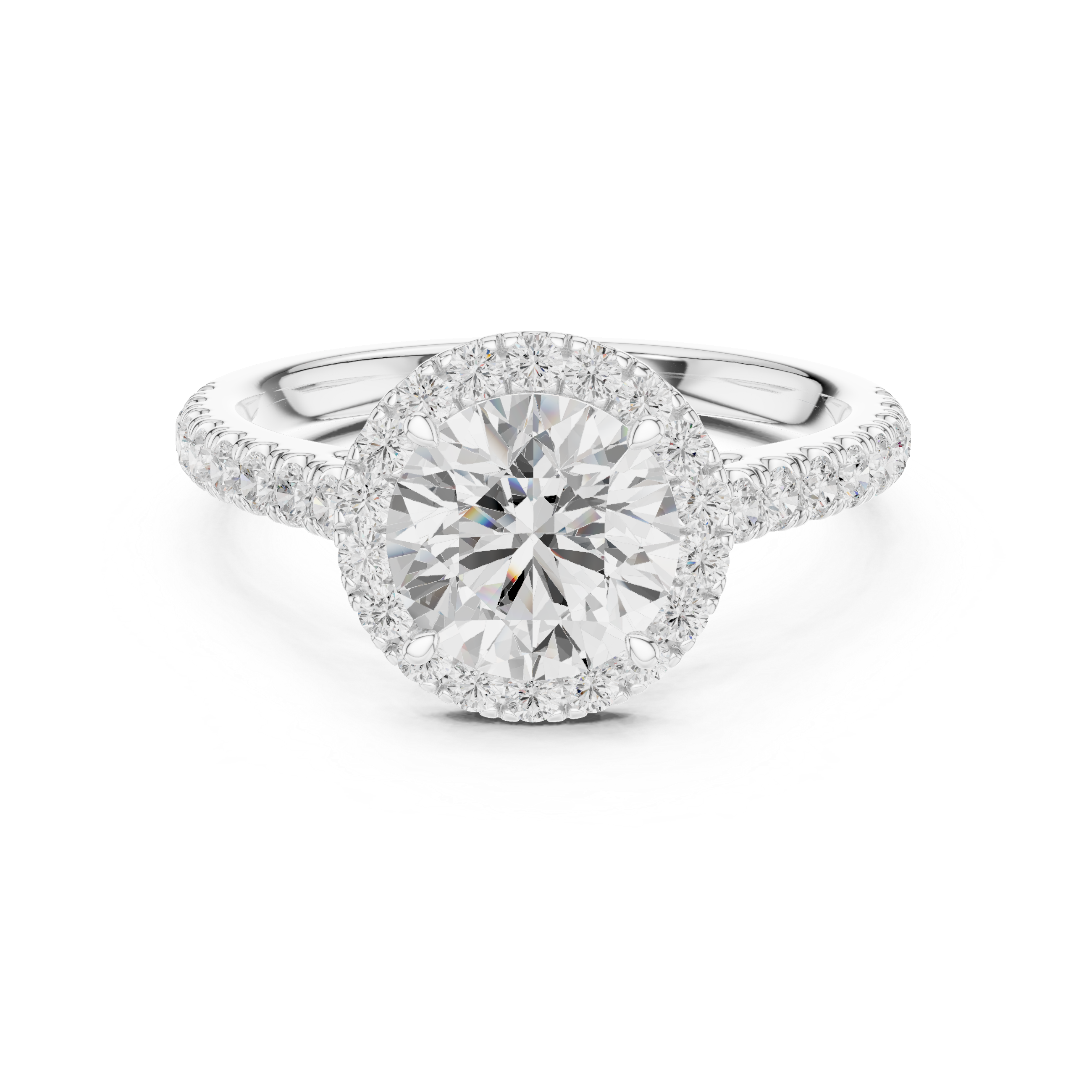 Elegant Round Halo Lab-Grown Diamond Engagement Ring | 14K & 18K Gold