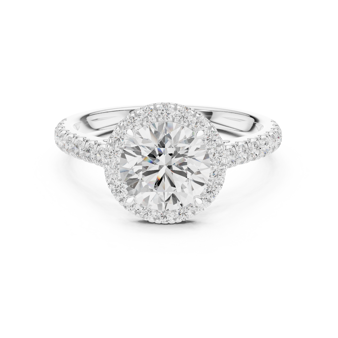 Elegant Round Halo Lab-Grown Diamond Engagement Ring | 14K & 18K Gold