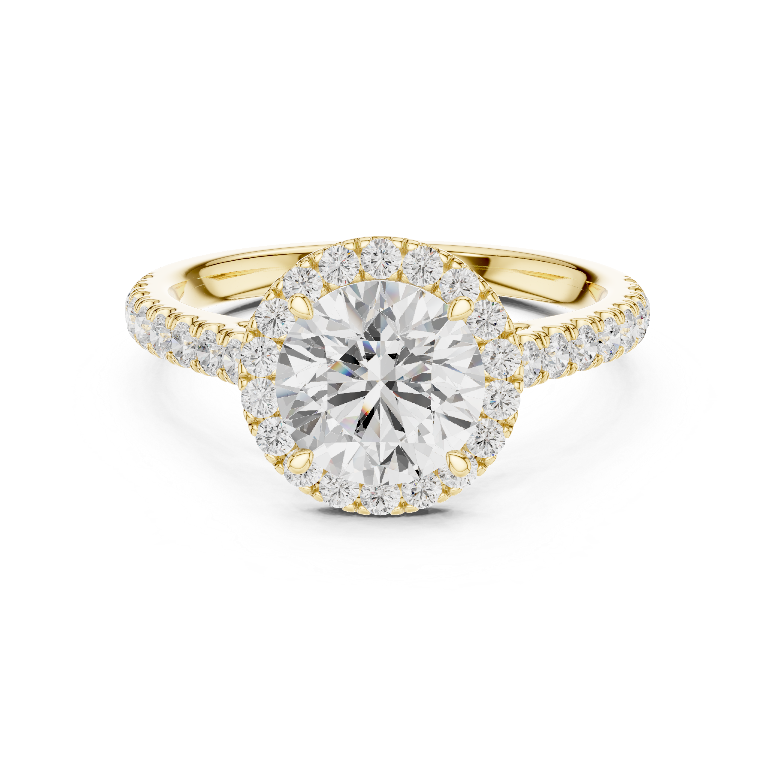 Elegant Round Halo Lab-Grown Diamond Engagement Ring | 14K & 18K Gold