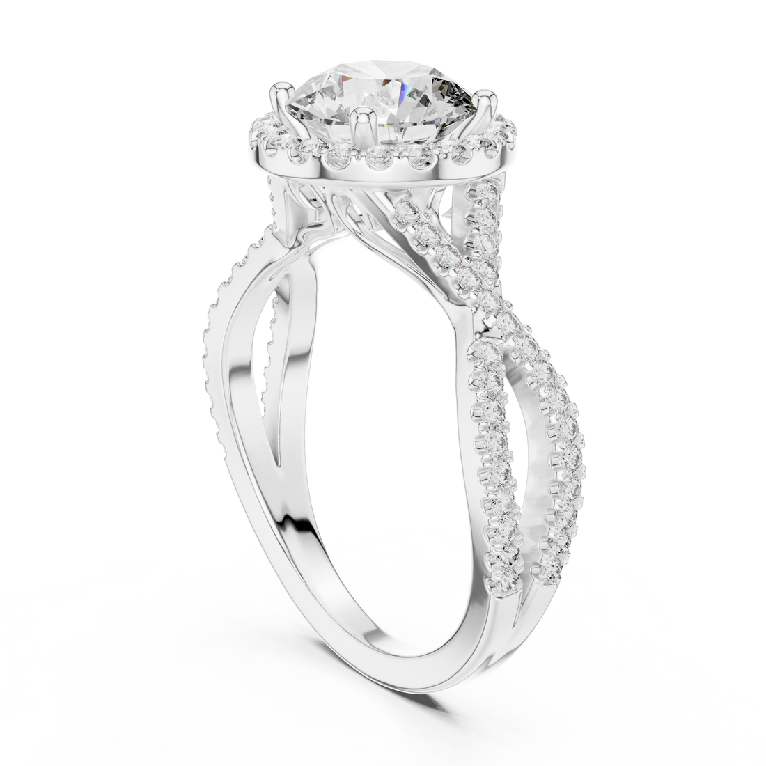 Rose Gold Halo Split Shank Lab-Grown Diamond Ring – 14K / 18K Gold