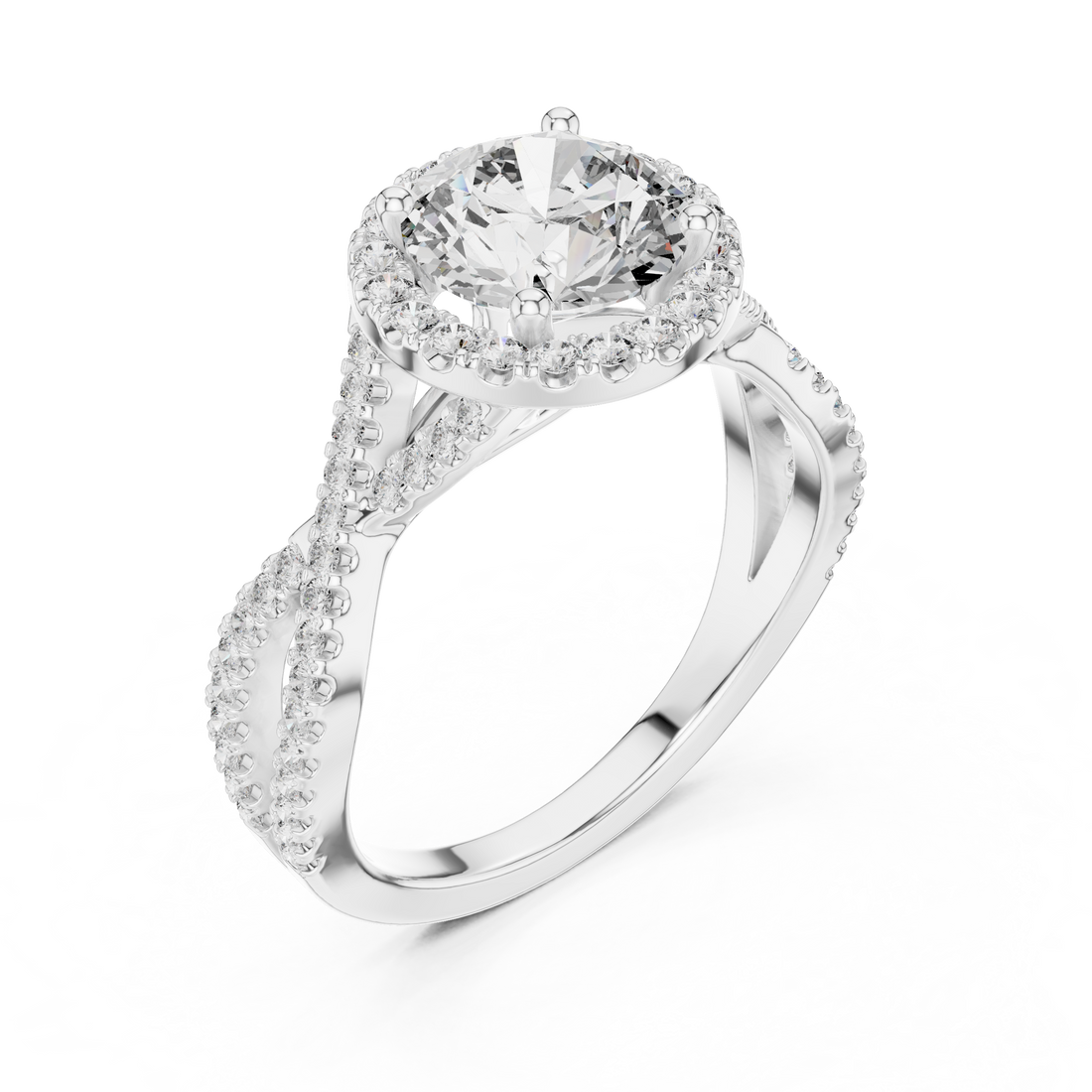 Rose Gold Halo Split Shank Lab-Grown Diamond Ring – 14K / 18K Gold