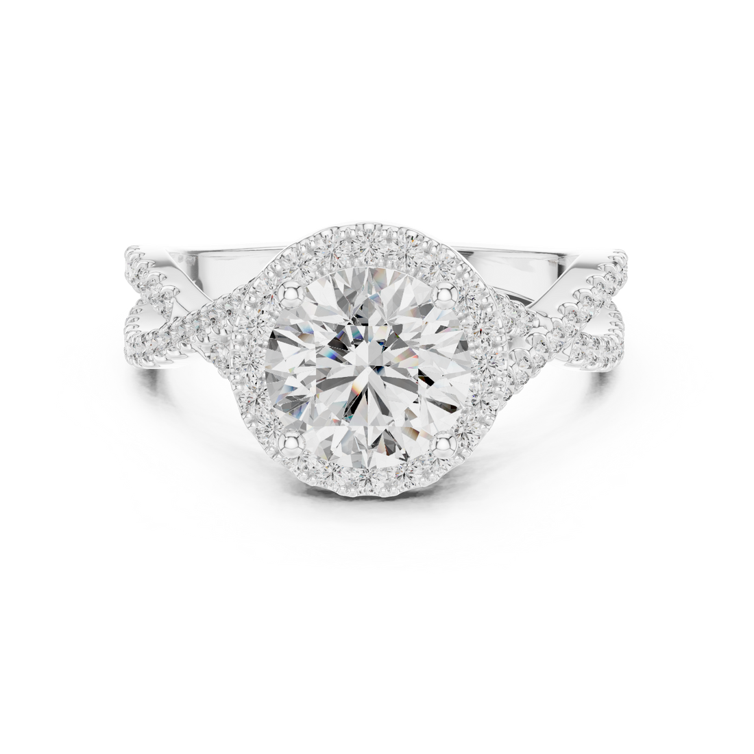Rose Gold Halo Split Shank Lab-Grown Diamond Ring – 14K / 18K Gold