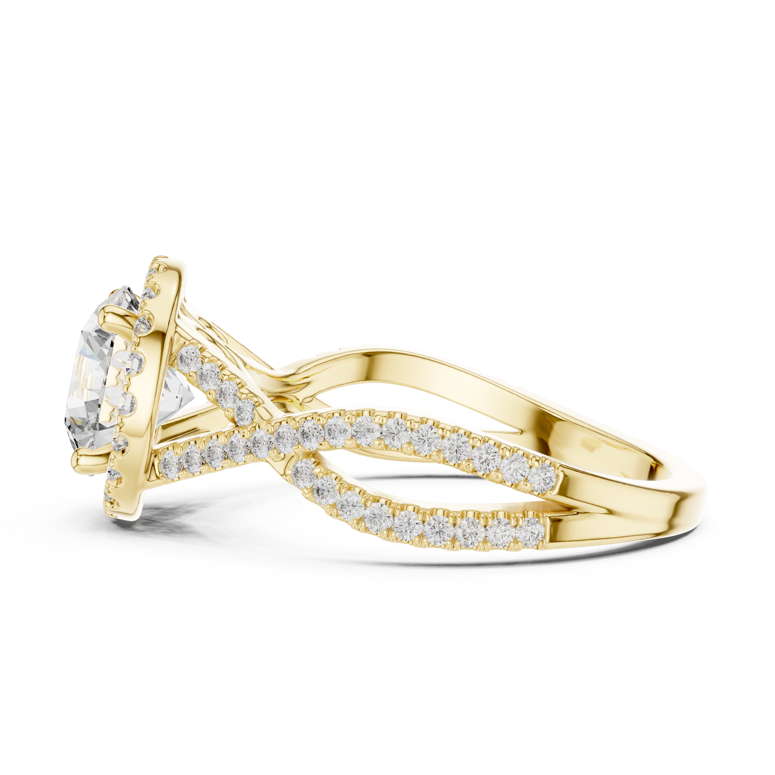 Rose Gold Halo Split Shank Lab-Grown Diamond Ring – 14K / 18K Gold
