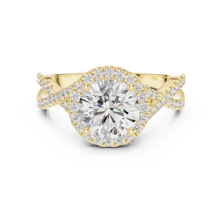 Rose Gold Halo Split Shank Lab-Grown Diamond Ring – 14K / 18K Gold