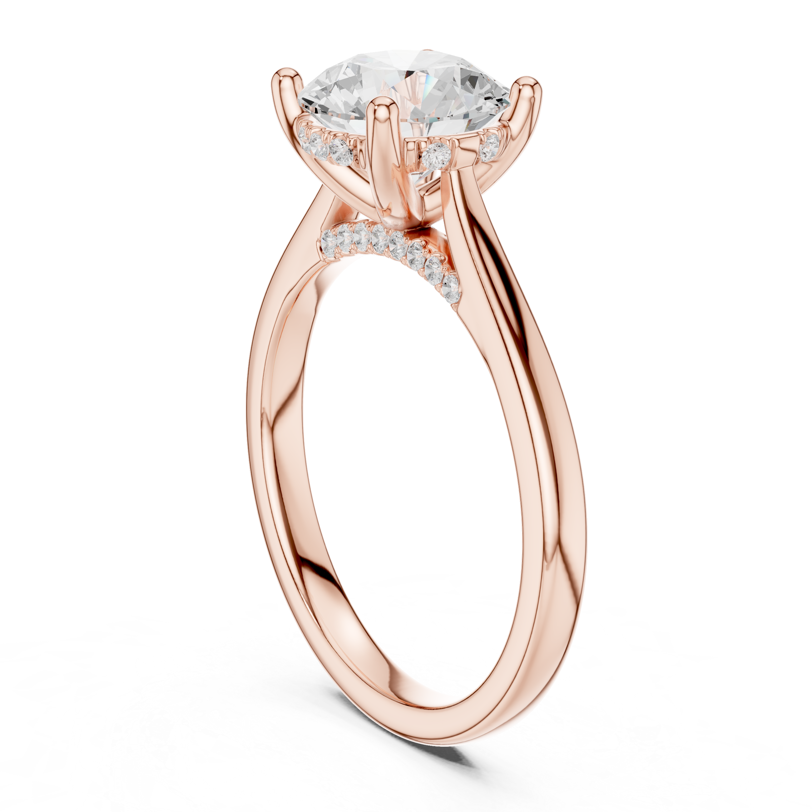 Rose Gold Solitaire Lab-Grown Diamond Ring – Elegant Halo Design | Kiashaa Jewellery