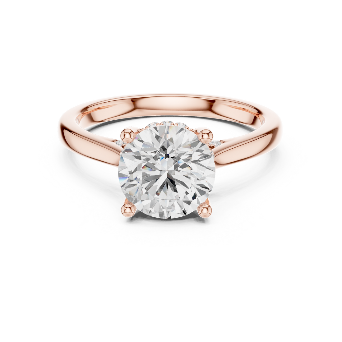Rose Gold Solitaire Lab-Grown Diamond Ring – Elegant Halo Design | Kiashaa Jewellery