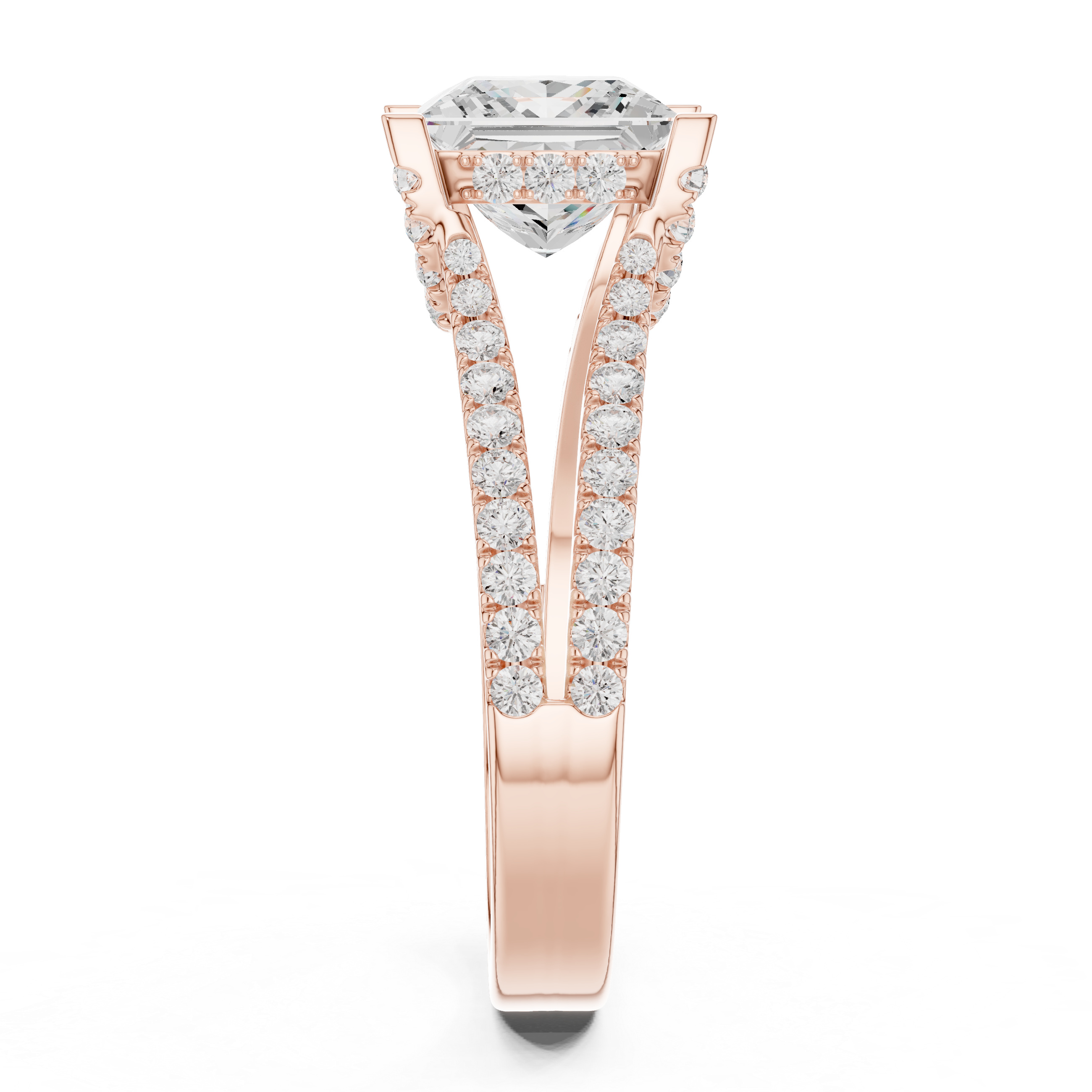 Princess-Cut Halo Lab-Grown Diamond Engagement Ring – 14K/18K Rose Gold