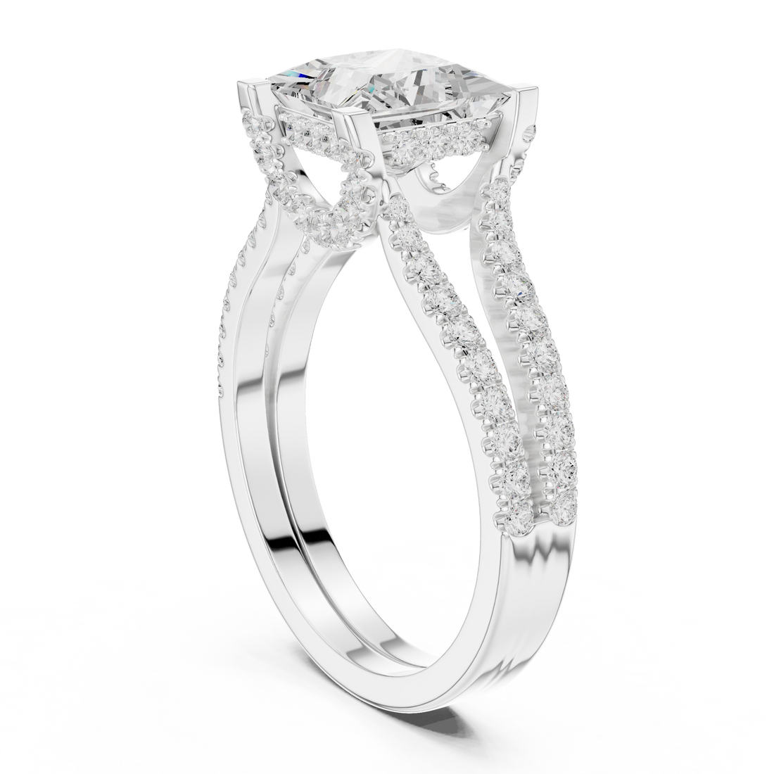Princess-Cut Halo Lab-Grown Diamond Engagement Ring – 14K/18K Rose Gold