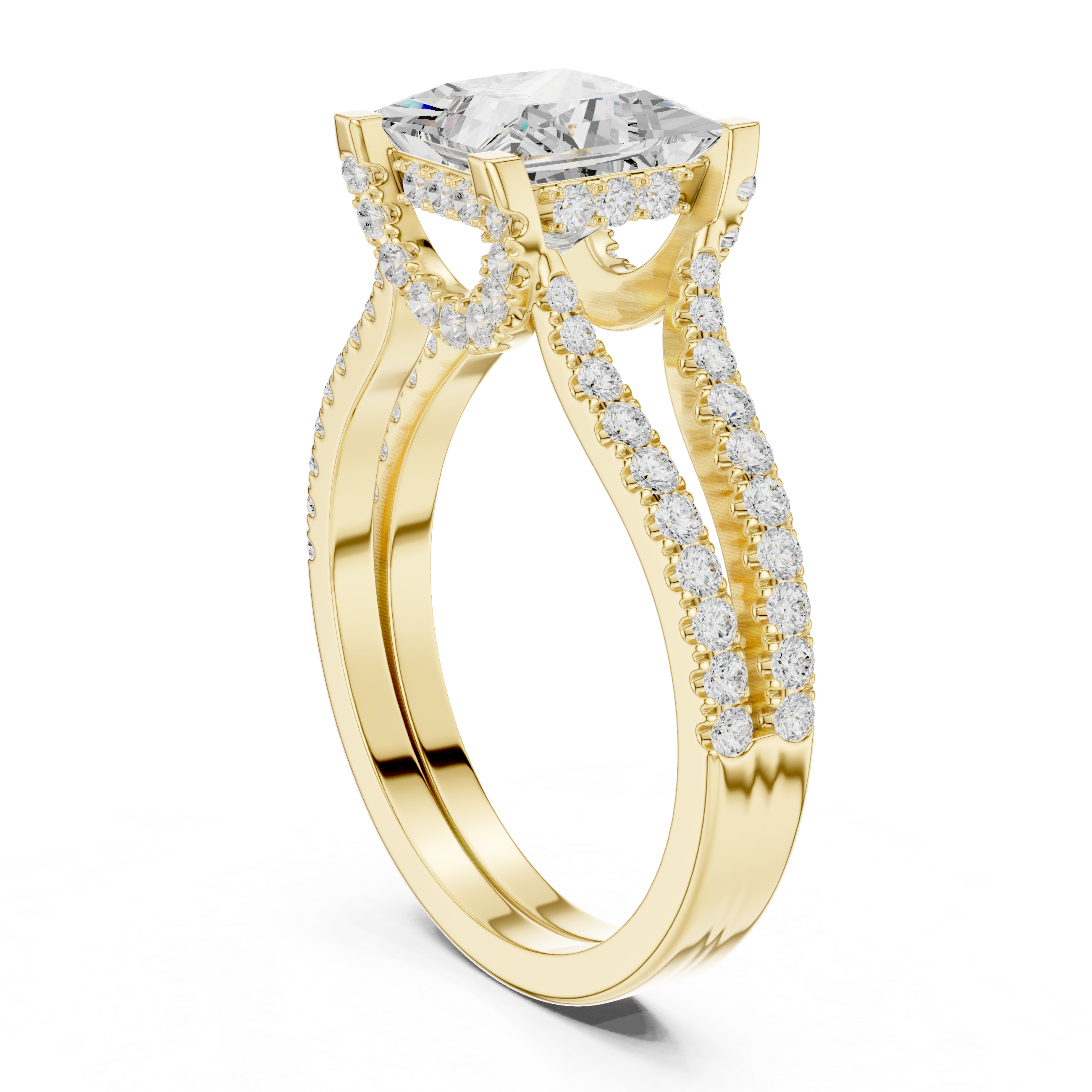 Princess-Cut Halo Lab-Grown Diamond Engagement Ring – 14K/18K Rose Gold