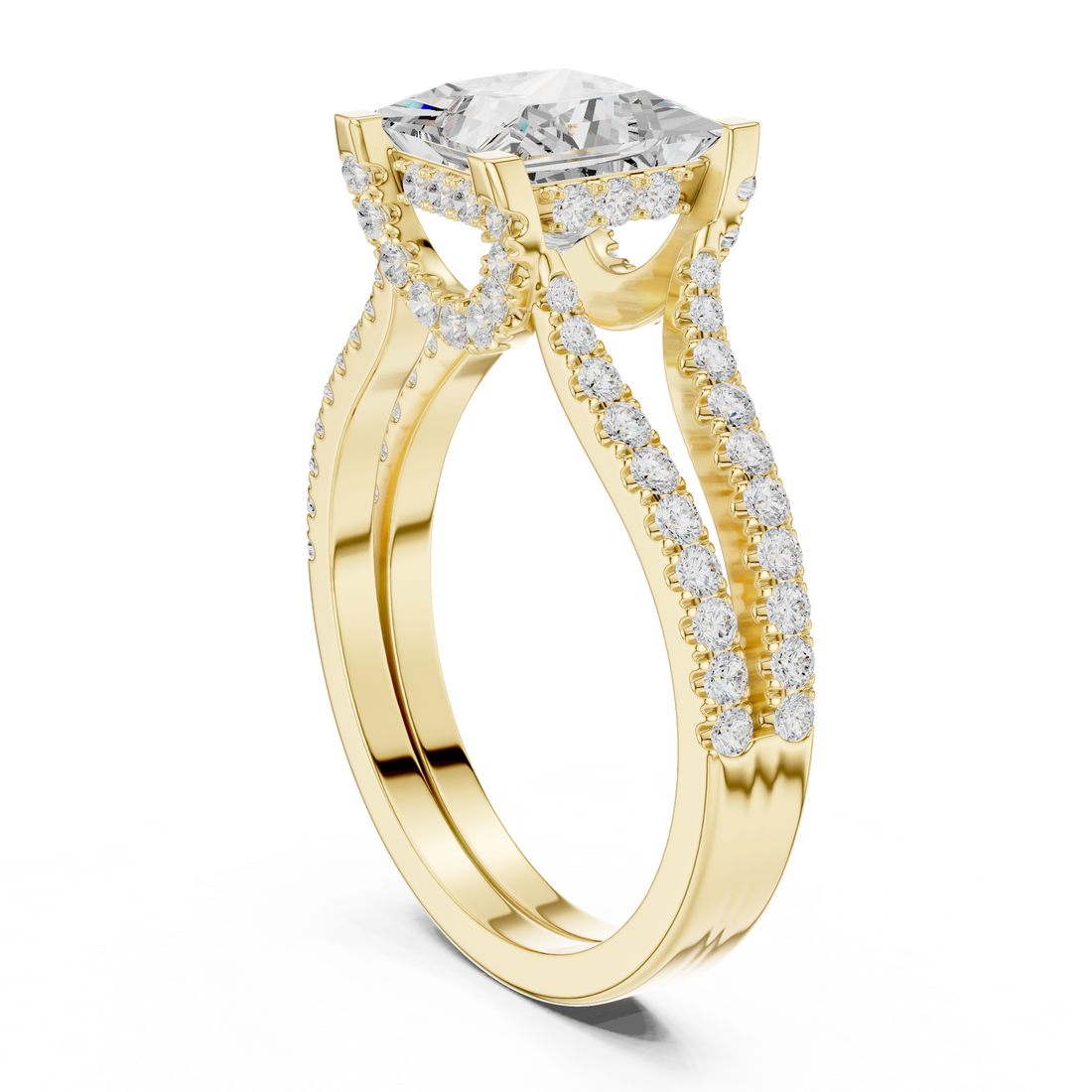 Princess-Cut Halo Lab-Grown Diamond Engagement Ring – 14K/18K Rose Gold