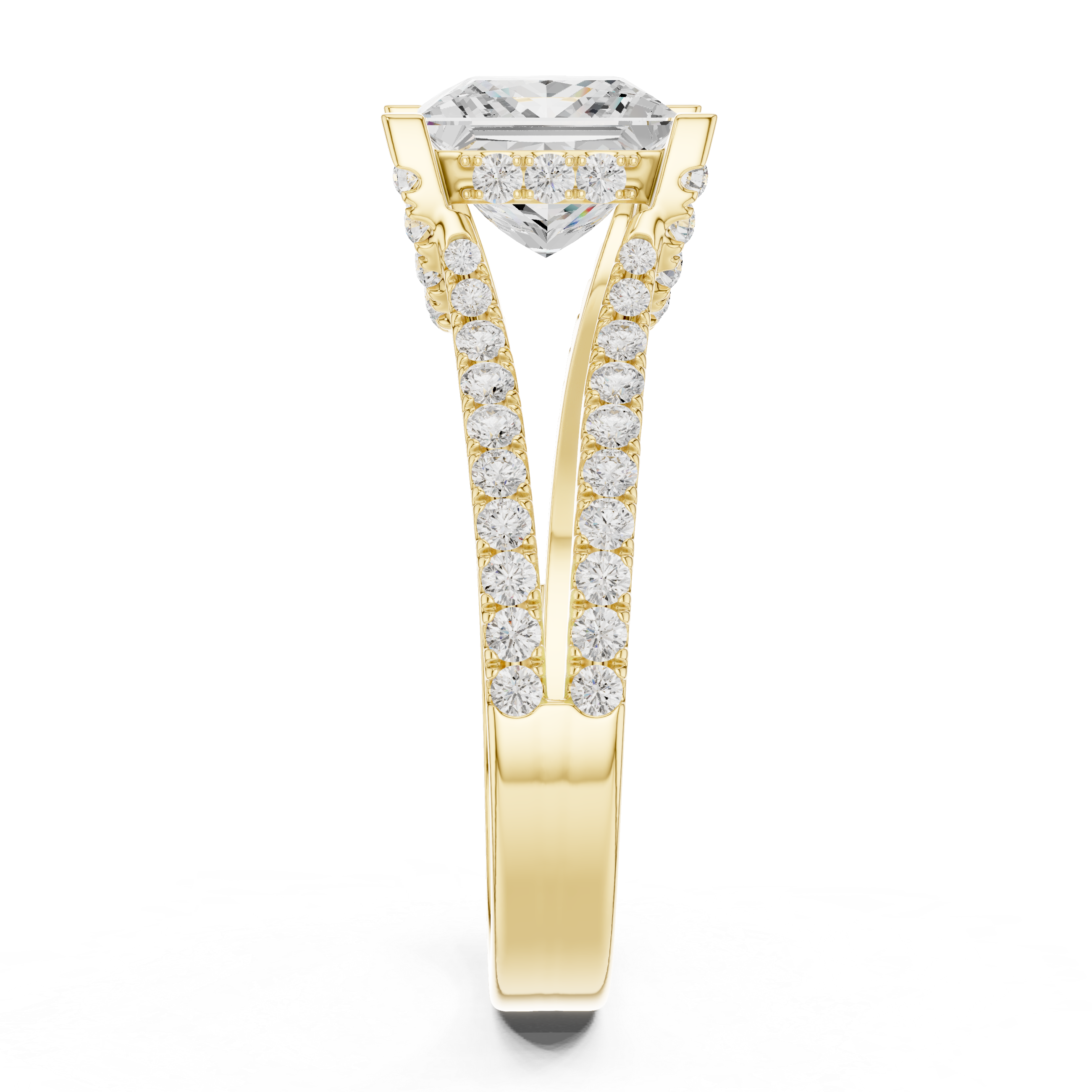 Princess-Cut Halo Lab-Grown Diamond Engagement Ring – 14K/18K Rose Gold