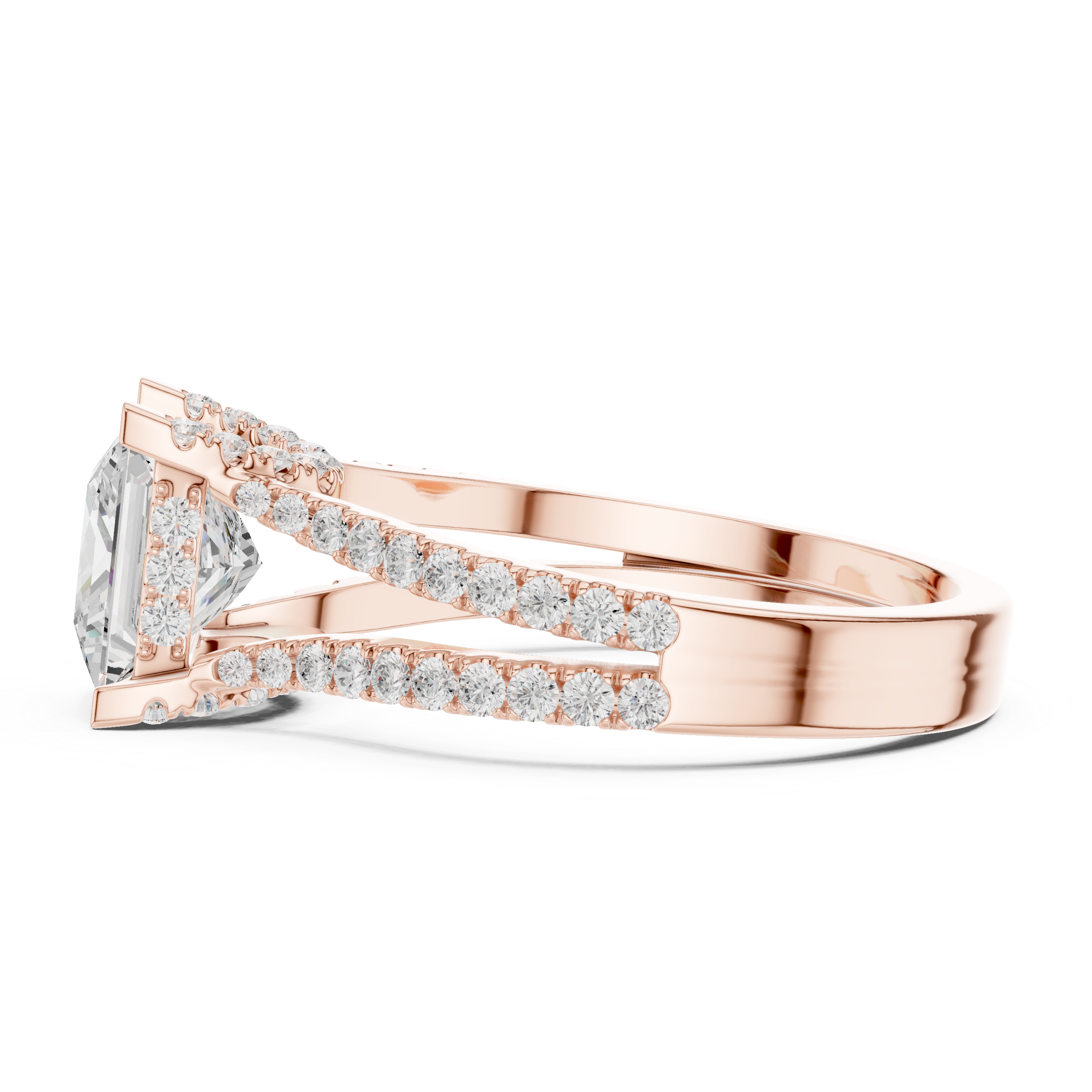 Princess-Cut Halo Lab-Grown Diamond Engagement Ring – 14K/18K Rose Gold