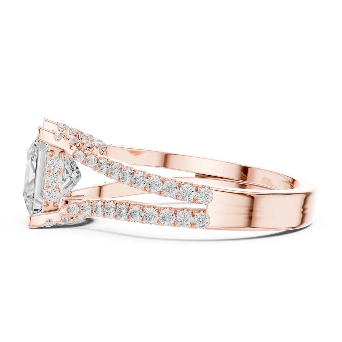 Princess-Cut Halo Lab-Grown Diamond Engagement Ring – 14K/18K Rose Gold