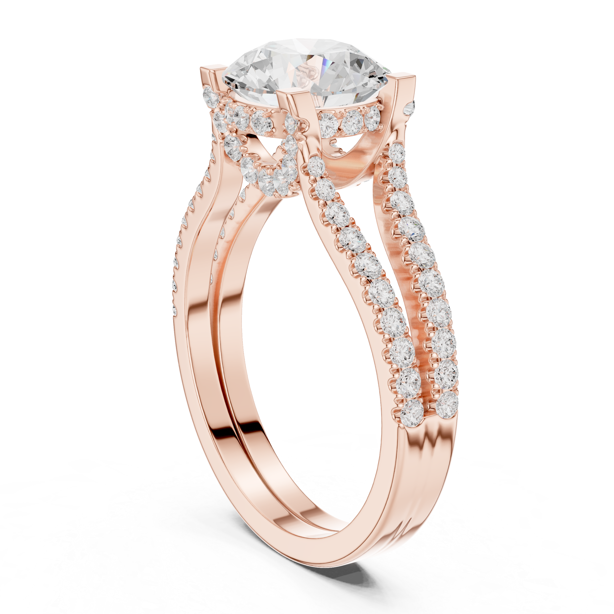 Elegant Double Band Lab-Grown Diamond Ring in Rose Gold | Kiashaa Jewellery