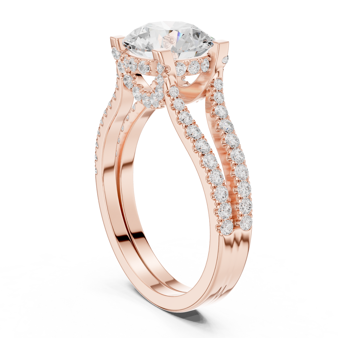 Elegant Double Band Lab-Grown Diamond Ring in Rose Gold | Kiashaa Jewellery