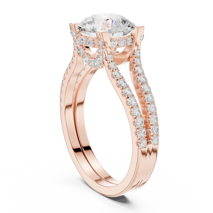 Elegant Double Band Lab-Grown Diamond Ring in Rose Gold | Kiashaa Jewellery