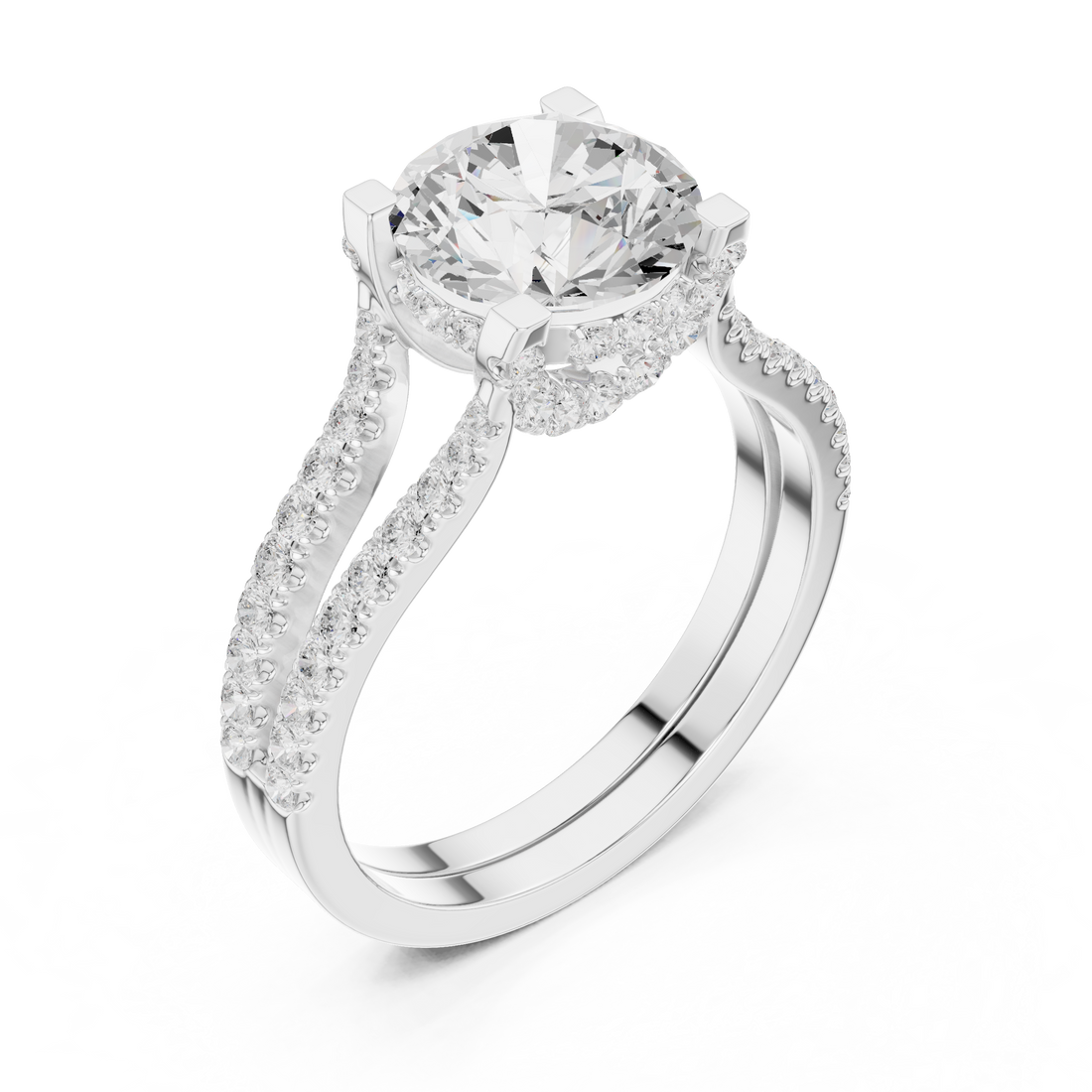Elegant Double Band Lab-Grown Diamond Ring in Rose Gold | Kiashaa Jewellery