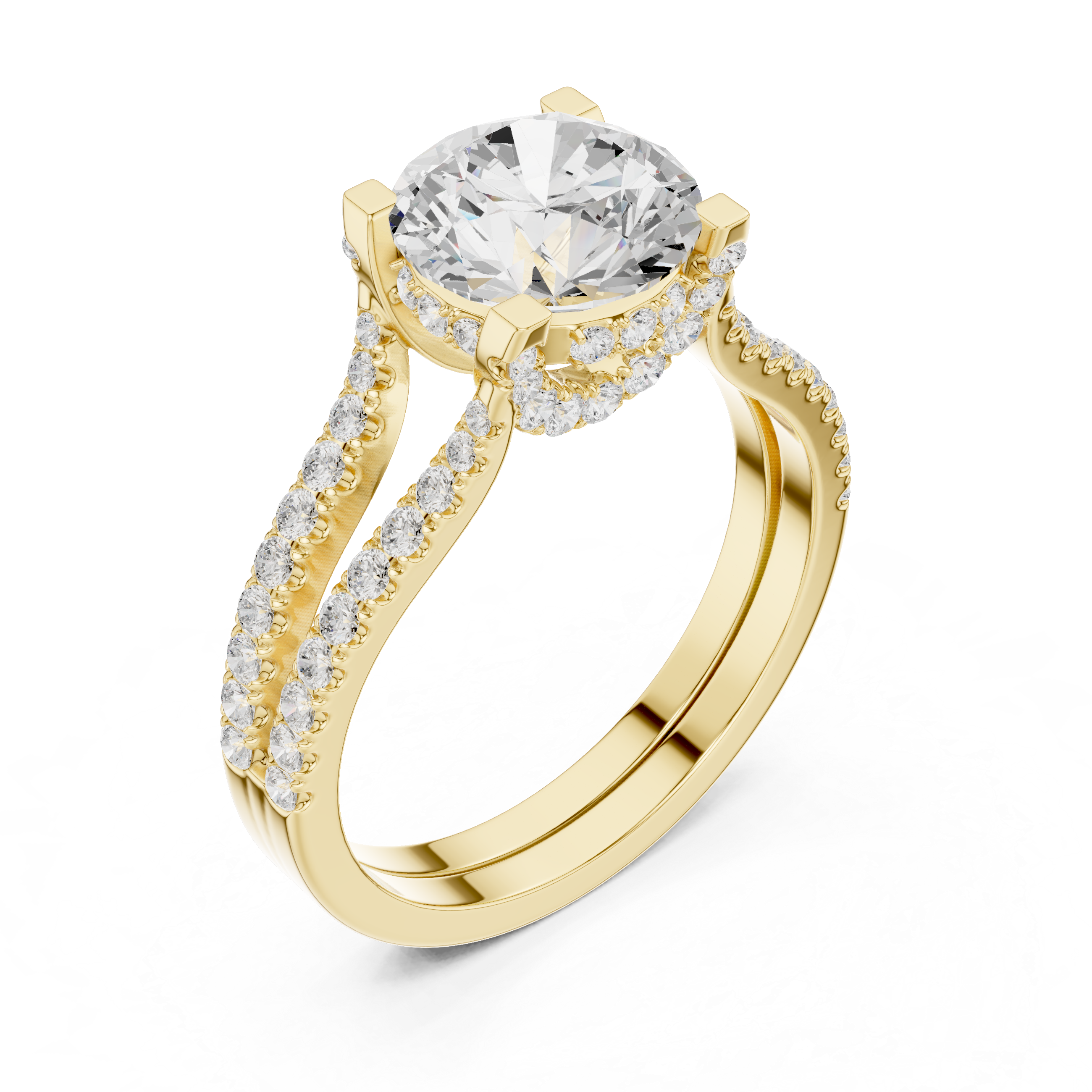 Elegant Double Band Lab-Grown Diamond Ring in Rose Gold | Kiashaa Jewellery