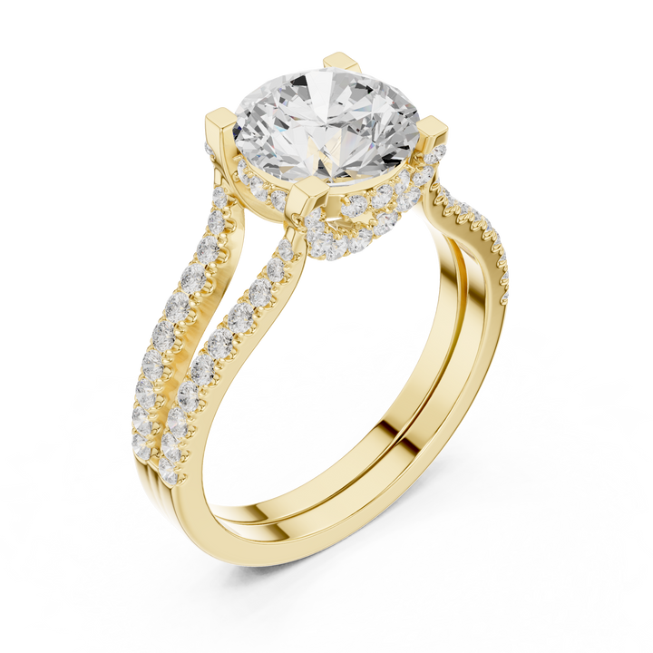 Elegant Double Band Lab-Grown Diamond Ring in Rose Gold | Kiashaa Jewellery