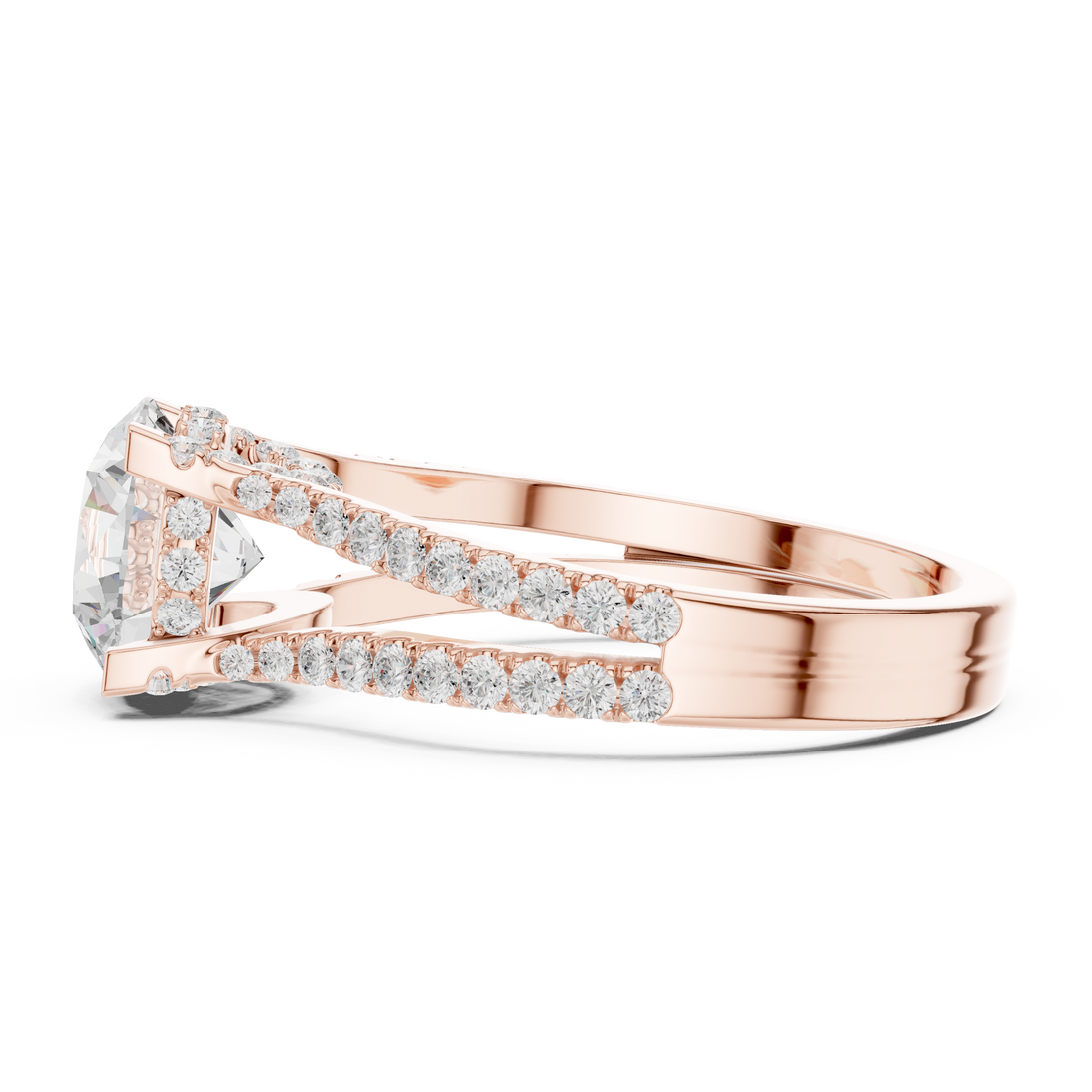 Elegant Double Band Lab-Grown Diamond Ring in Rose Gold | Kiashaa Jewellery
