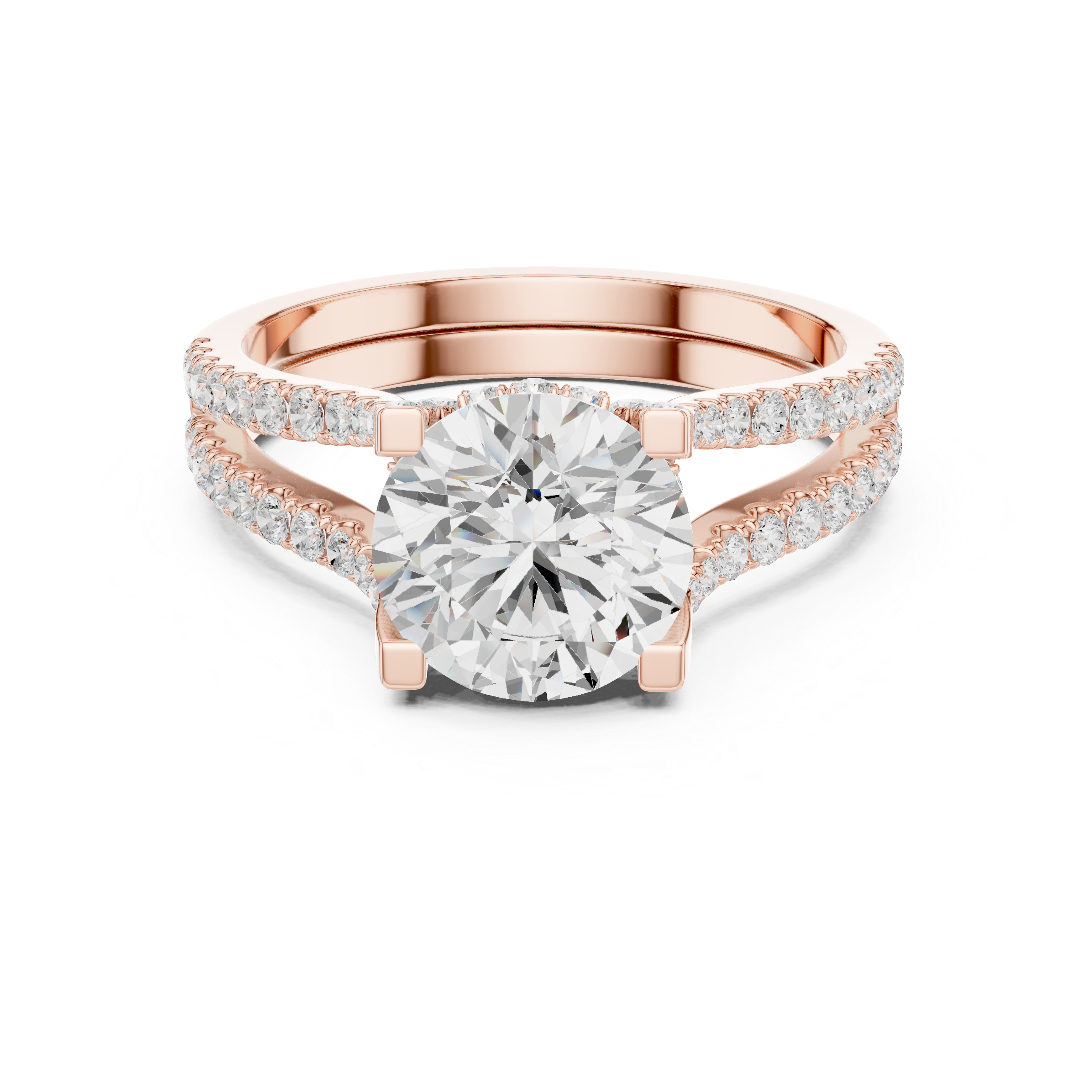 Elegant Double Band Lab-Grown Diamond Ring in Rose Gold | Kiashaa Jewellery