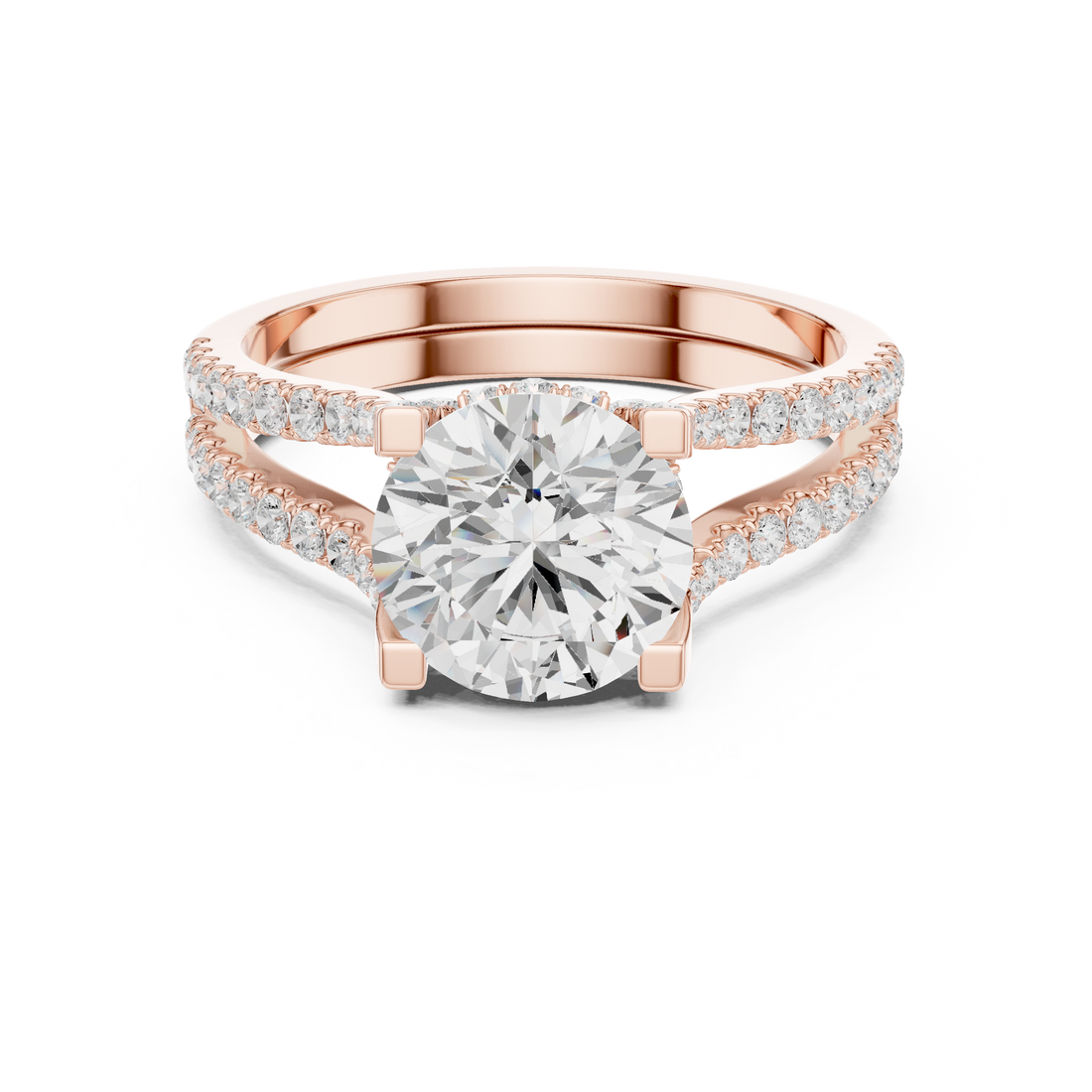 Elegant Double Band Lab-Grown Diamond Ring in Rose Gold | Kiashaa Jewellery