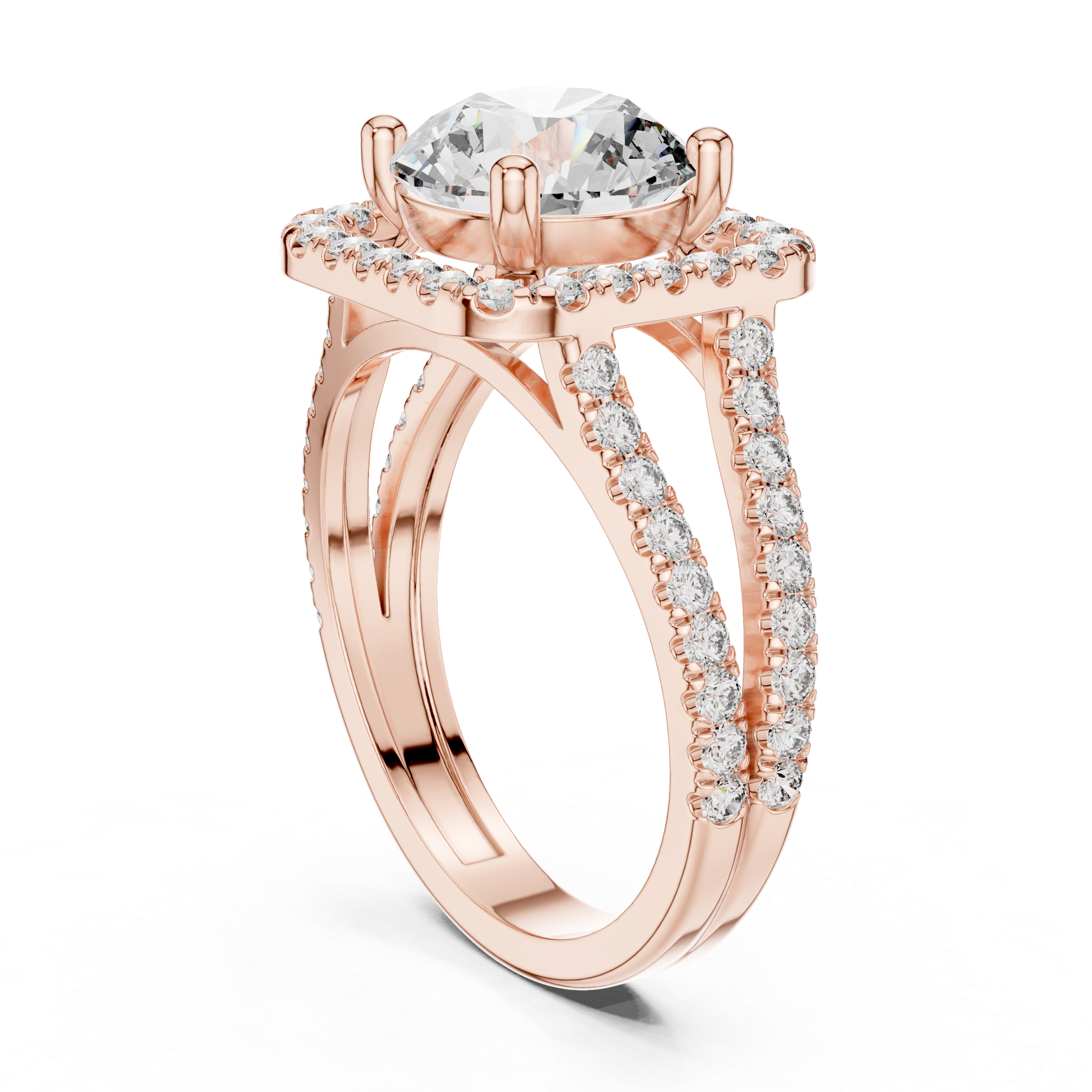 Elegant Round Cut Halo Lab-Grown Diamond Engagement Ring | 14K & 18K Gold