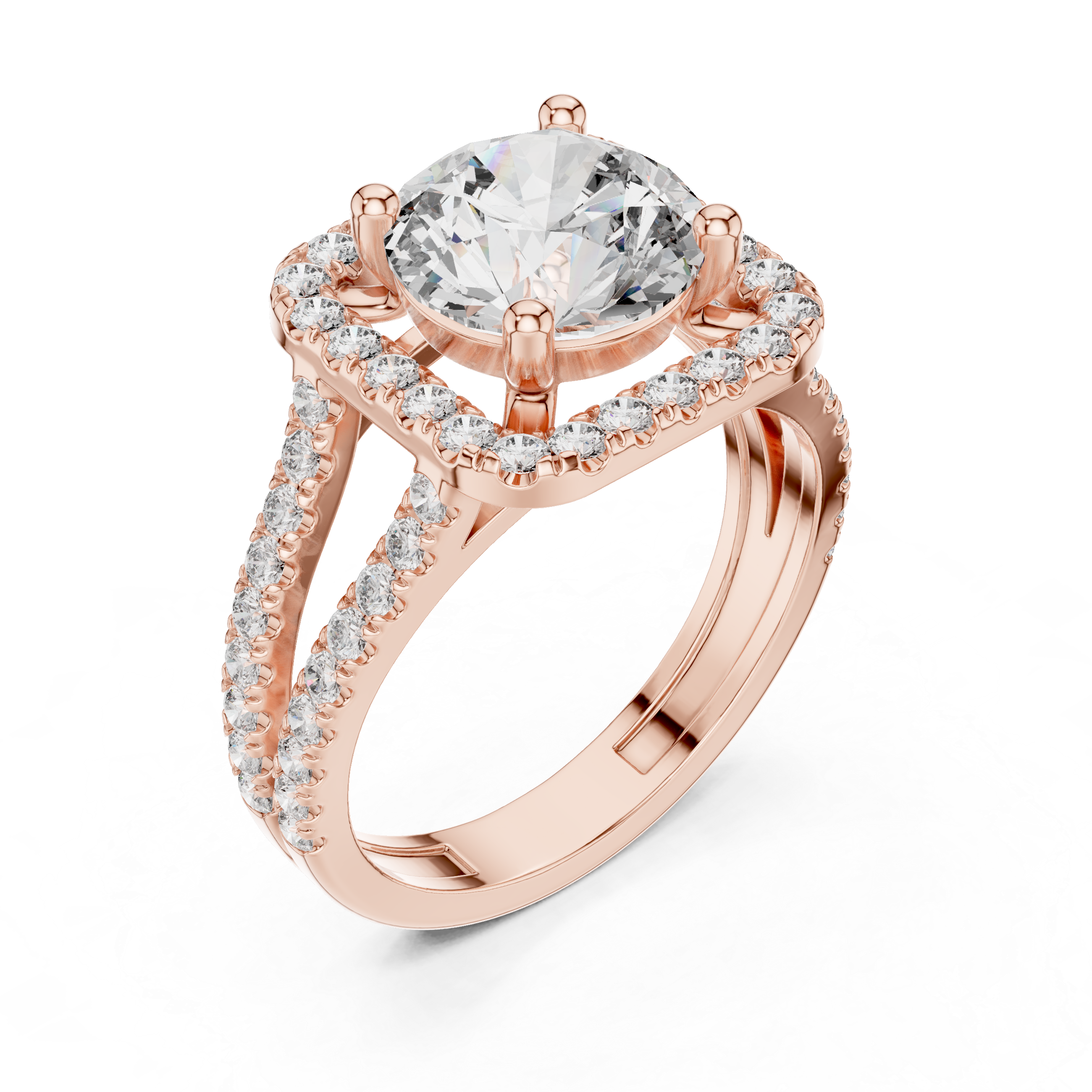 Elegant Round Cut Halo Lab-Grown Diamond Engagement Ring | 14K & 18K Gold