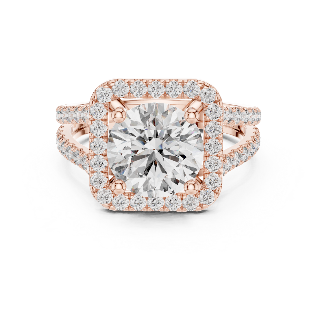 Elegant Round Cut Halo Lab-Grown Diamond Engagement Ring | 14K & 18K Gold