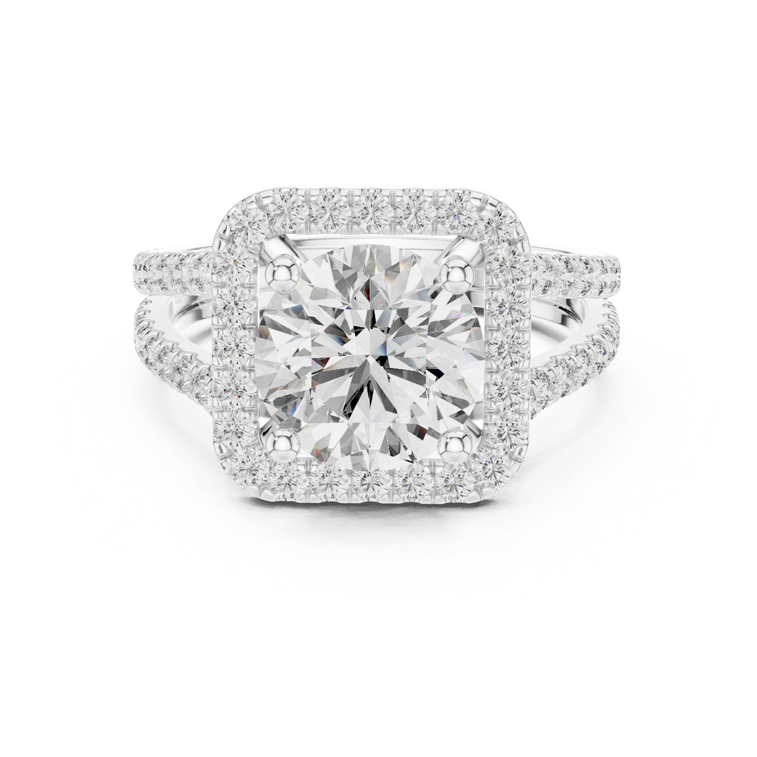 Elegant Round Cut Halo Lab-Grown Diamond Engagement Ring | 14K & 18K Gold