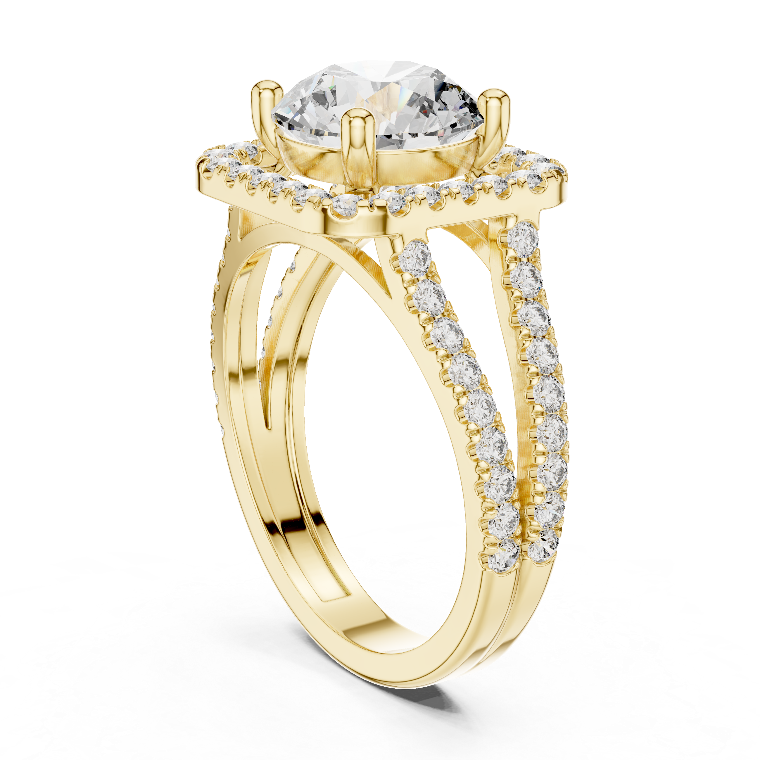 Elegant Round Cut Halo Lab-Grown Diamond Engagement Ring | 14K & 18K Gold