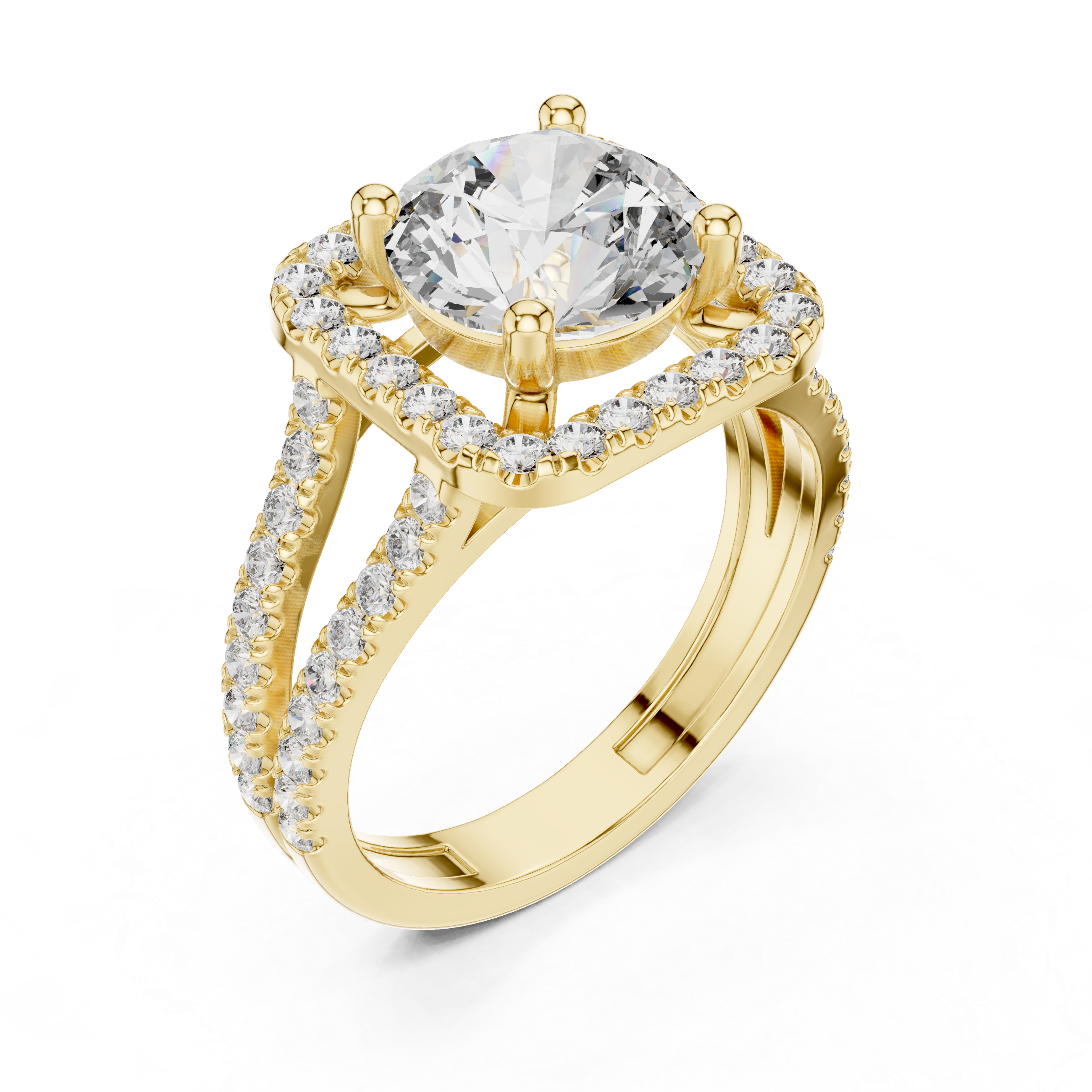 Elegant Round Cut Halo Lab-Grown Diamond Engagement Ring | 14K & 18K Gold