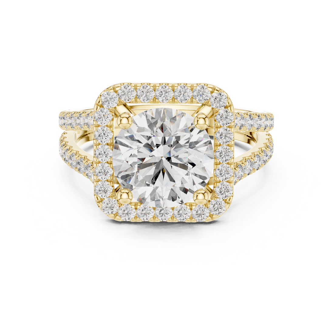 Elegant Round Cut Halo Lab-Grown Diamond Engagement Ring | 14K & 18K Gold