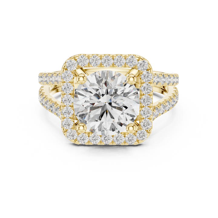 Elegant Round Cut Halo Lab-Grown Diamond Engagement Ring | 14K & 18K Gold