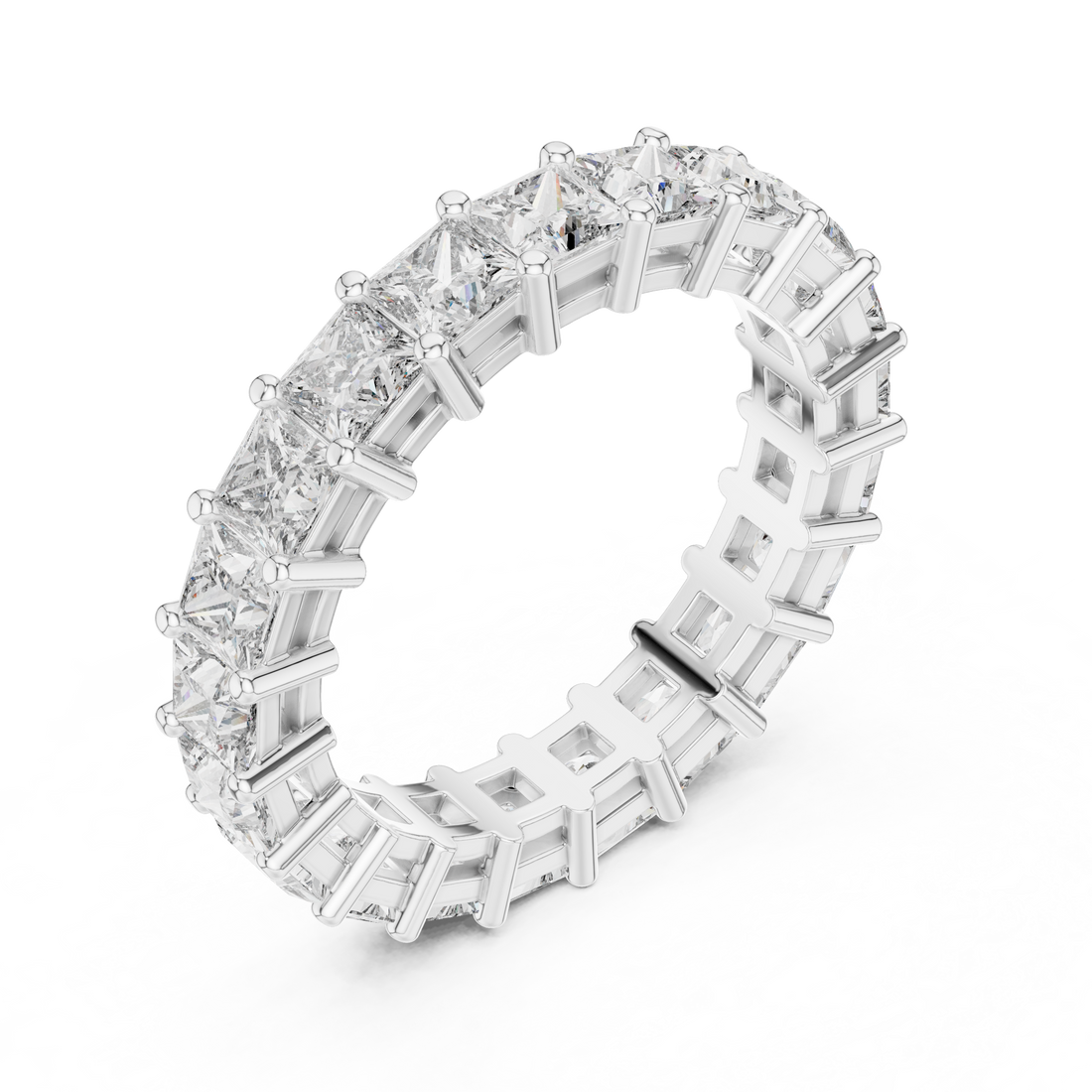 Princess-Cut Lab-Grown Diamond Eternity Ring – 18K/14K Gold