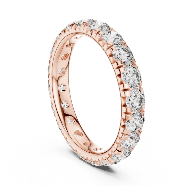 Elegant Round-Cut Lab-Grown Diamond Eternity Band – 18K Rose Gold | Kiashaa Jewellery