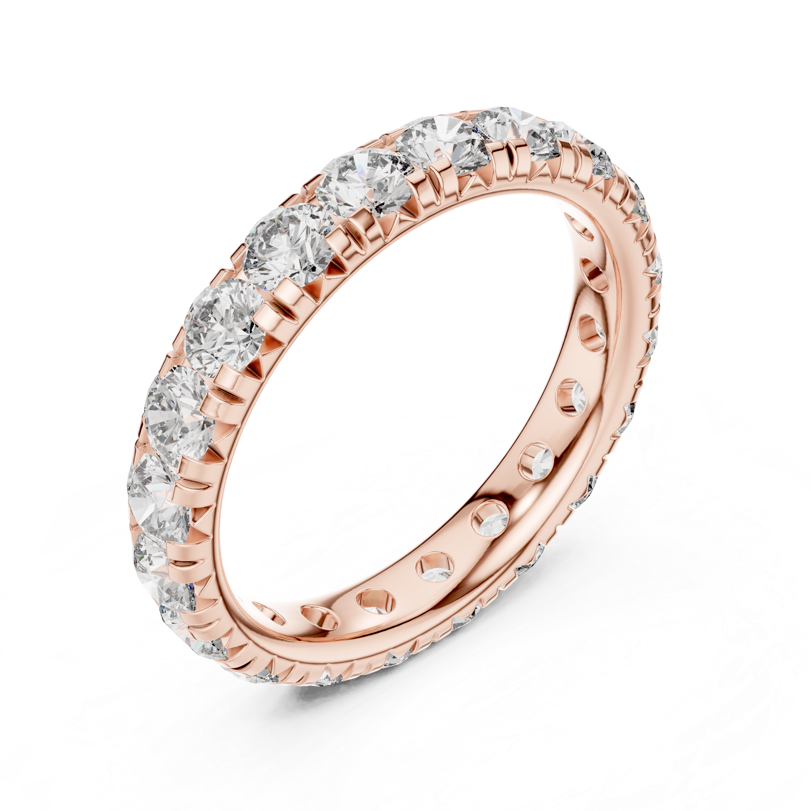 Elegant Round-Cut Lab-Grown Diamond Eternity Band – 18K Rose Gold | Kiashaa Jewellery