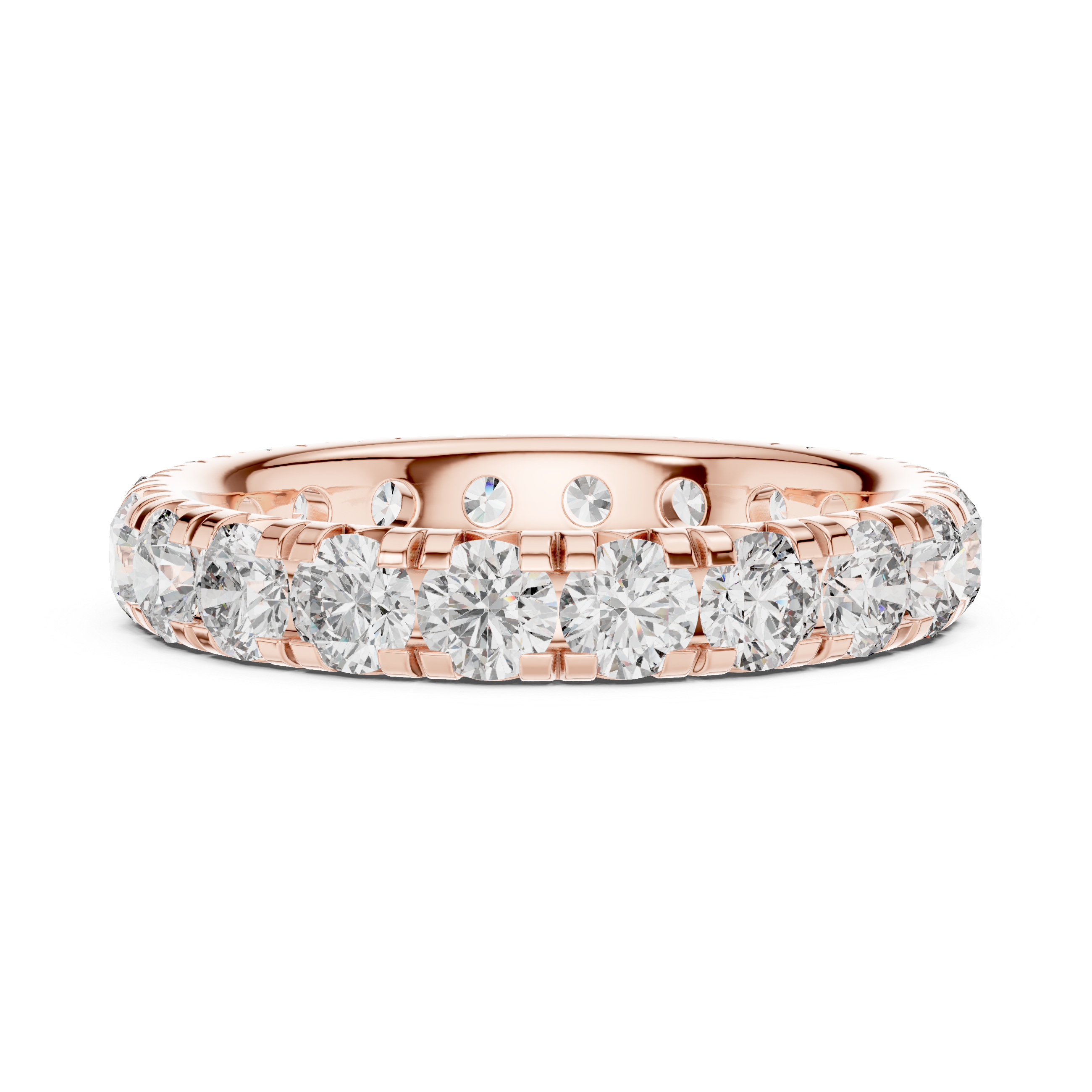 Elegant Round-Cut Lab-Grown Diamond Eternity Band – 18K Rose Gold | Kiashaa Jewellery