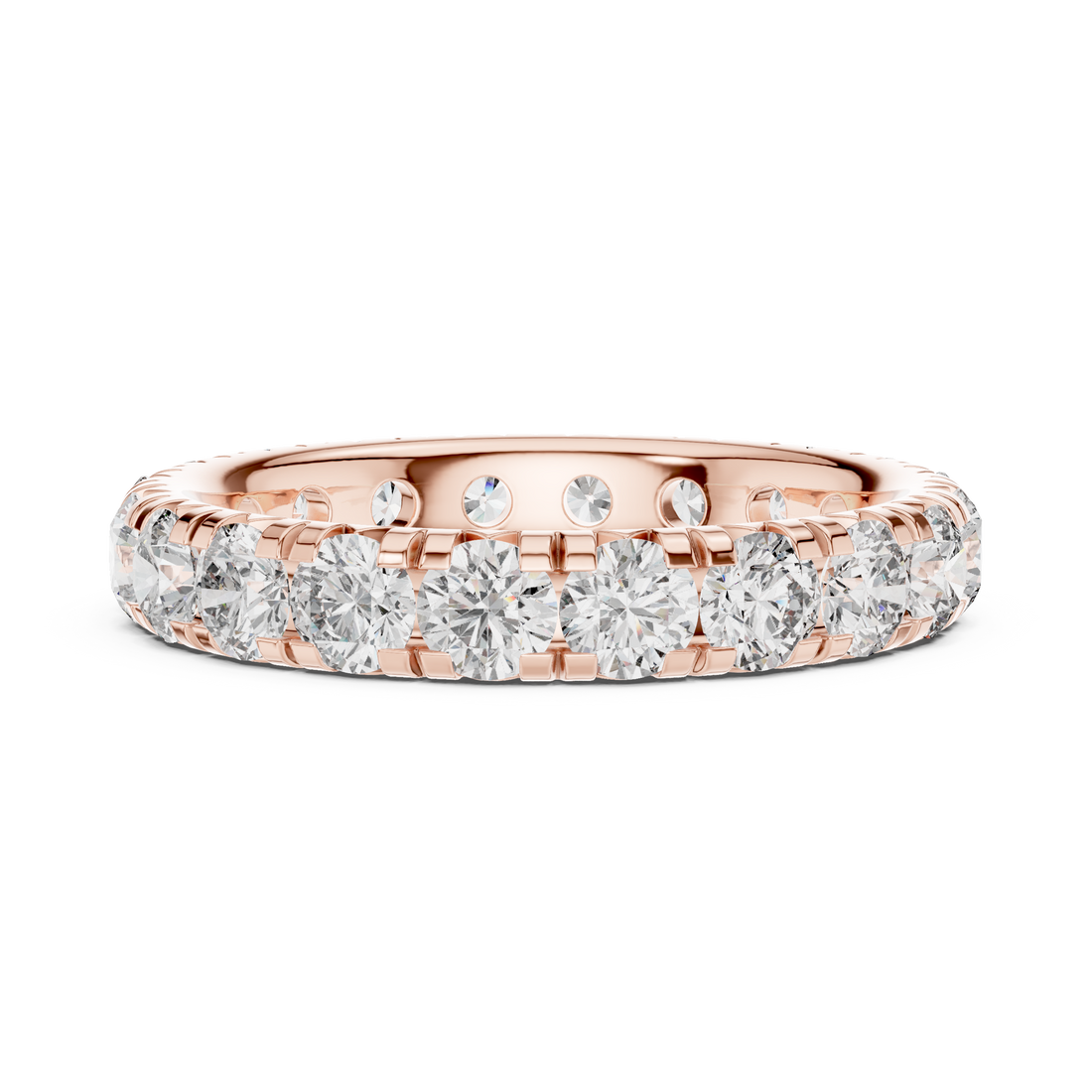 Elegant Round-Cut Lab-Grown Diamond Eternity Band – 18K Rose Gold | Kiashaa Jewellery