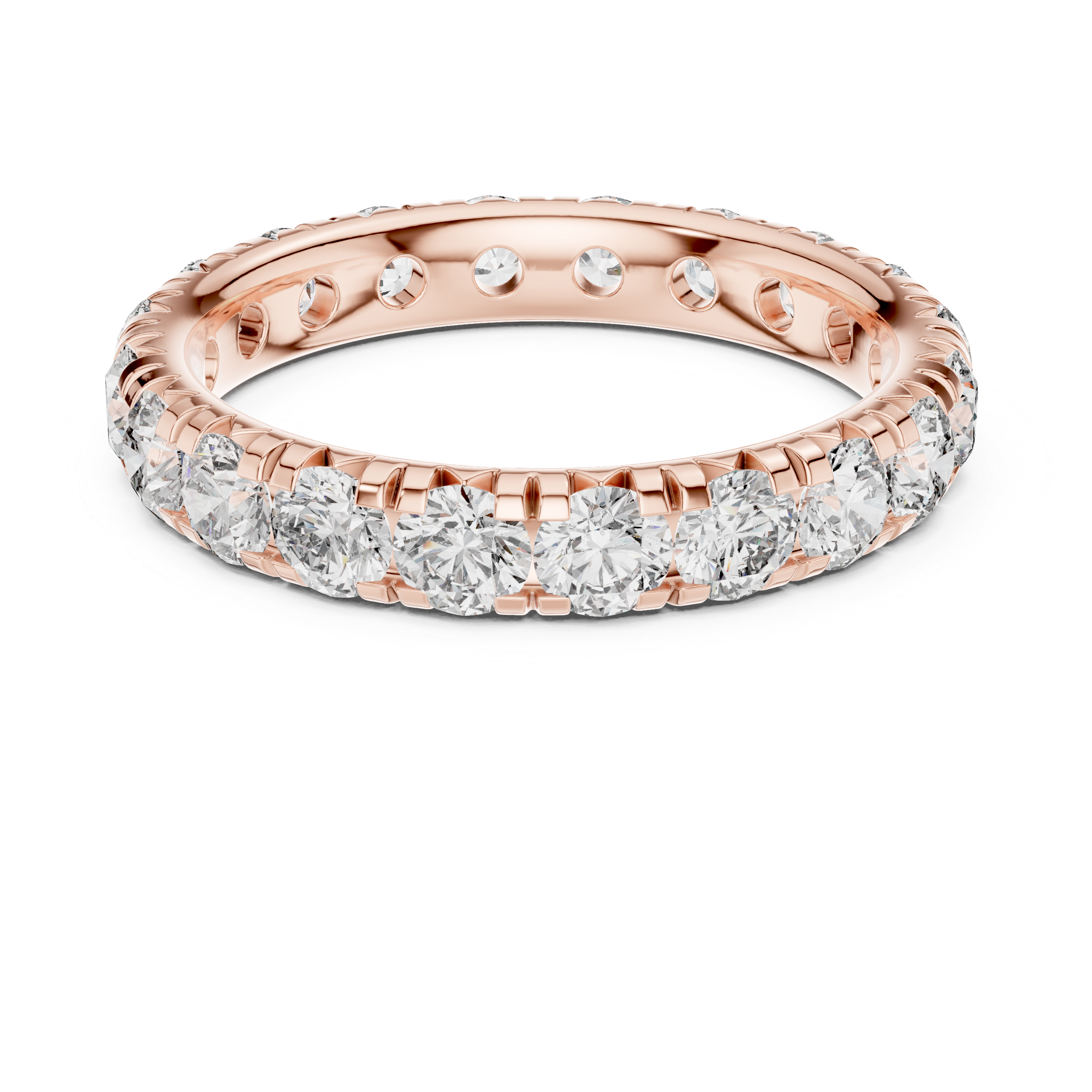 Elegant Round-Cut Lab-Grown Diamond Eternity Band – 18K Rose Gold | Kiashaa Jewellery