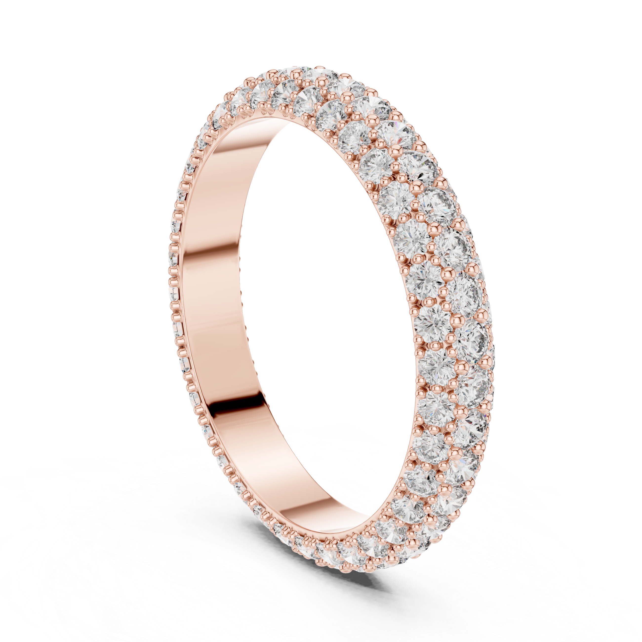 18K Rose Gold Double Row Lab-Grown Diamond Eternity Band Ring